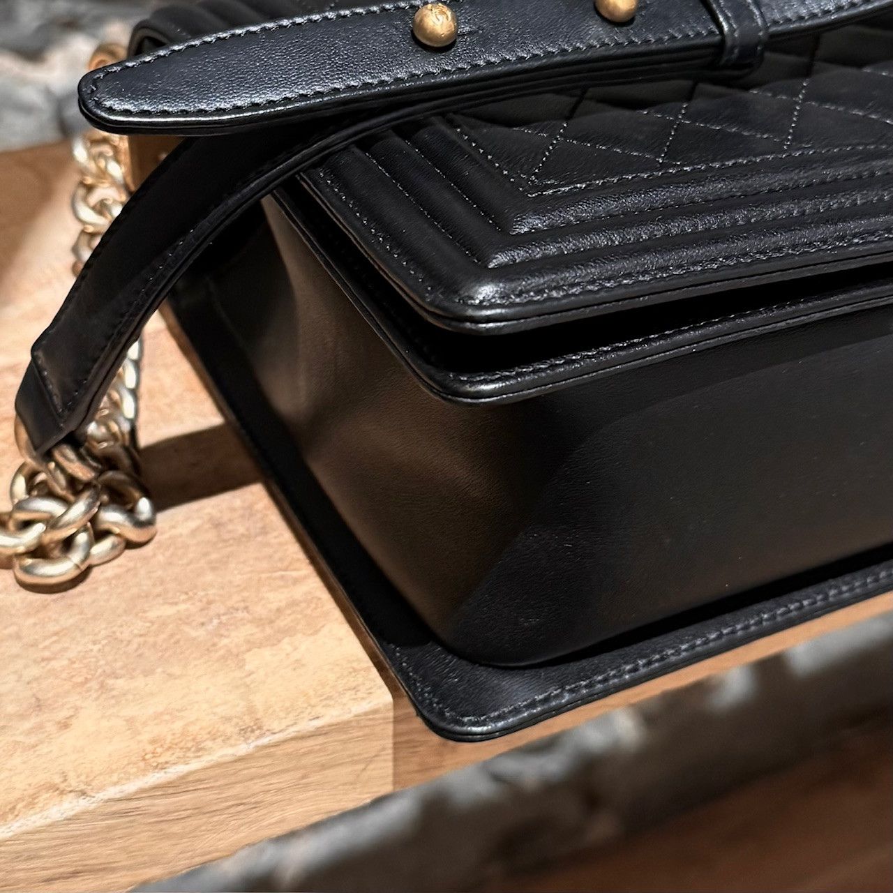 Chanel Chanel Black Lambskin GHW Large Boy Bag Size ONE SIZE - 11 Thumbnail