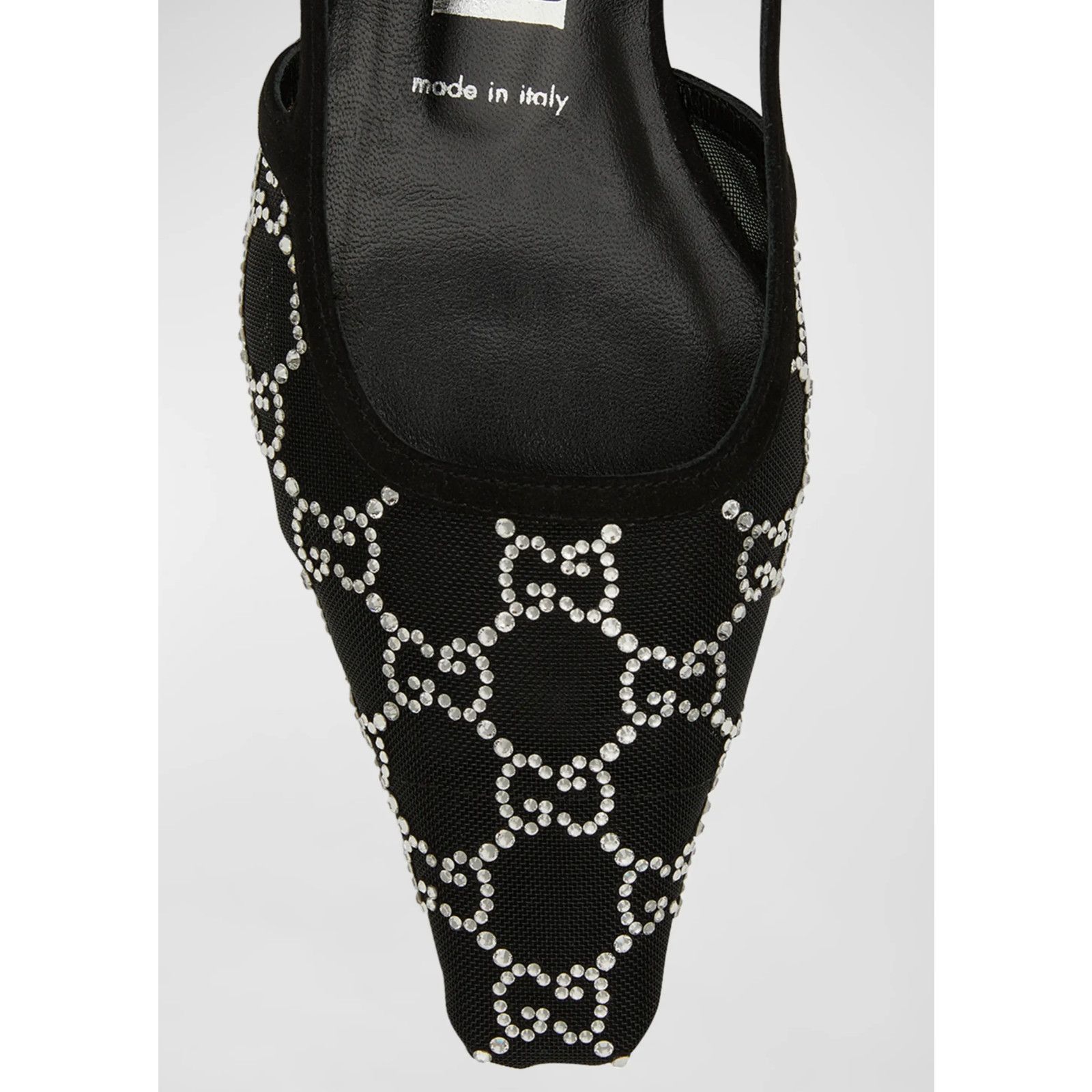 Gucci Gucci Demi GG Crystal Mesh Black Silver Slingback Ballerina Size US 7.5 / IT 37.5 - 7 Thumbnail