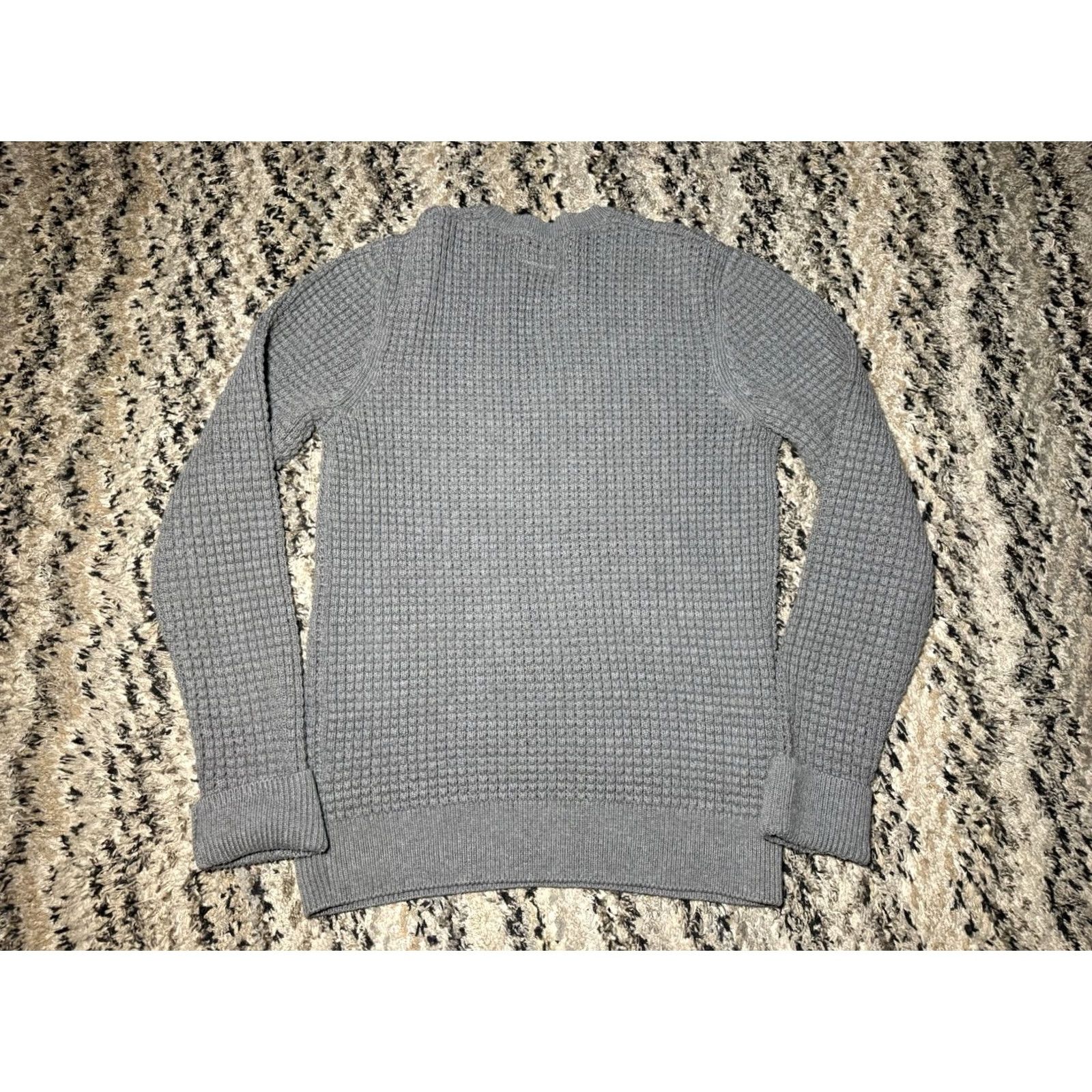Allsaints AllSaints Eydon Crew Jumper Sweater Waffle Knit Mens Size S Mink Cotton 18 in wide 28 in long - Navy/Beige? Size US S / EU 44-46 / 1 - 5 Thumbnail