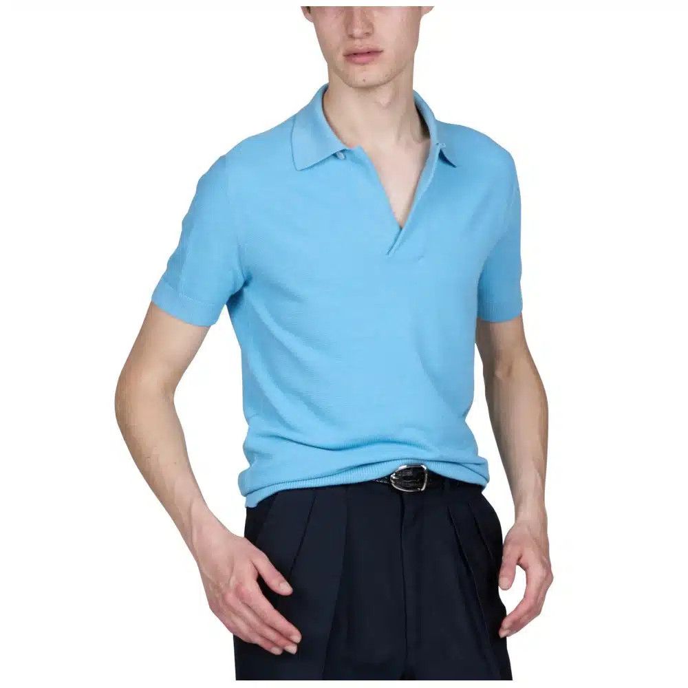 Tom Ford o1loc1c0125 KPS010 Cotton Silk Polo Shirt in Light Blue Size US L / EU 52-54 / 3 - 1 Preview