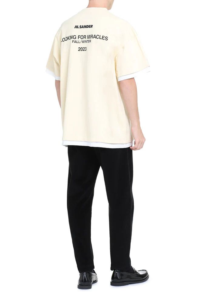 Jil Sander o1y1124 Cotton Crew-Neck Short Sleeves T-Shirt in White & Iv Size US L / EU 52-54 / 3 - 4 Thumbnail