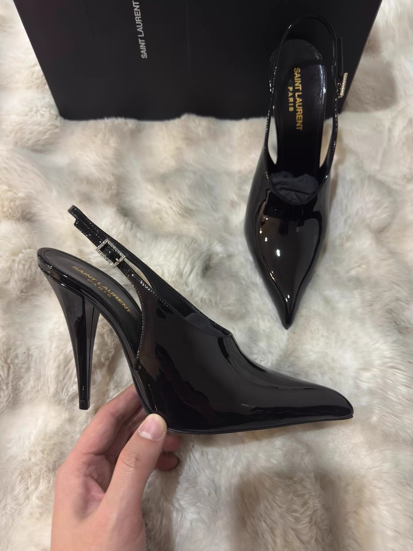 Yves Saint Laurent YSL Patent Crystal Pointed Pumps 38 New Size US 7.5 / IT 37.5 - 2 Thumbnail