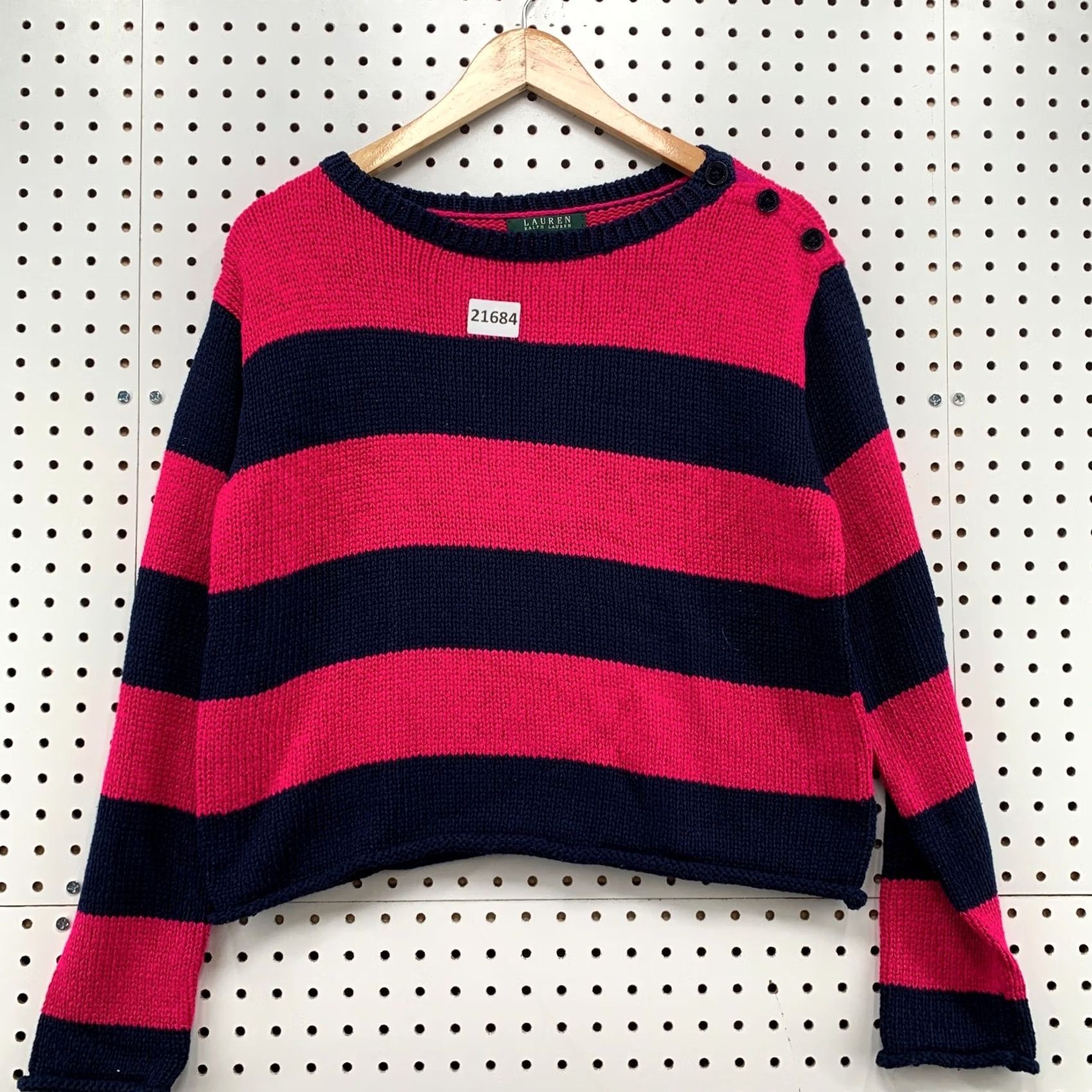 Ralph Lauren Lauren Ralph Lauren Knit Sweater Pink Blue Cropped Womens Large 20.5x21 Size L / US 10 / IT 46 - 2 Thumbnail