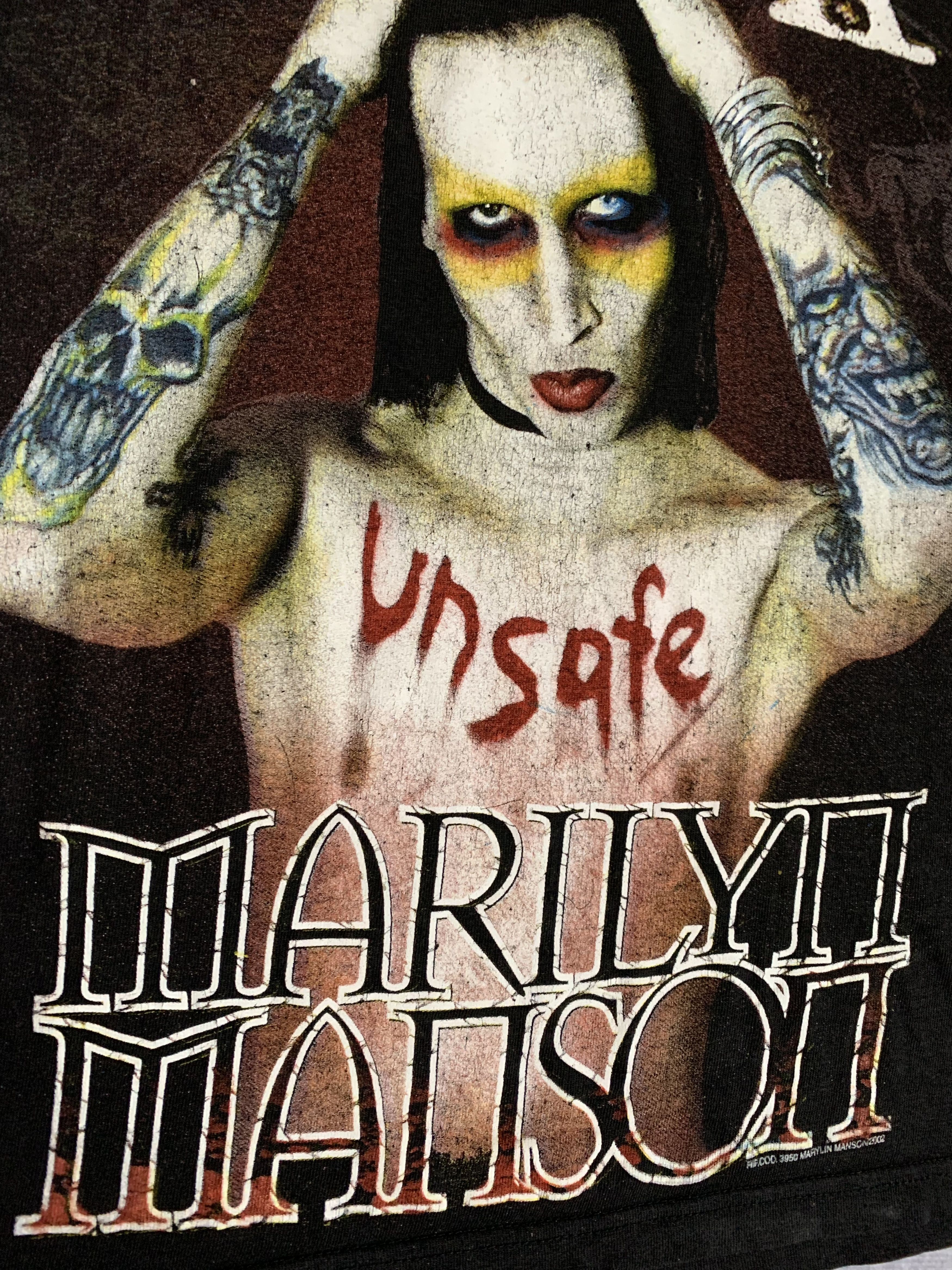 Band Tees × Vintage Vintage Marilyn Manson T Shirt Tee Unsafe Tour Crazy 90s Size US S / EU 44-46 / 1 - 4 Thumbnail