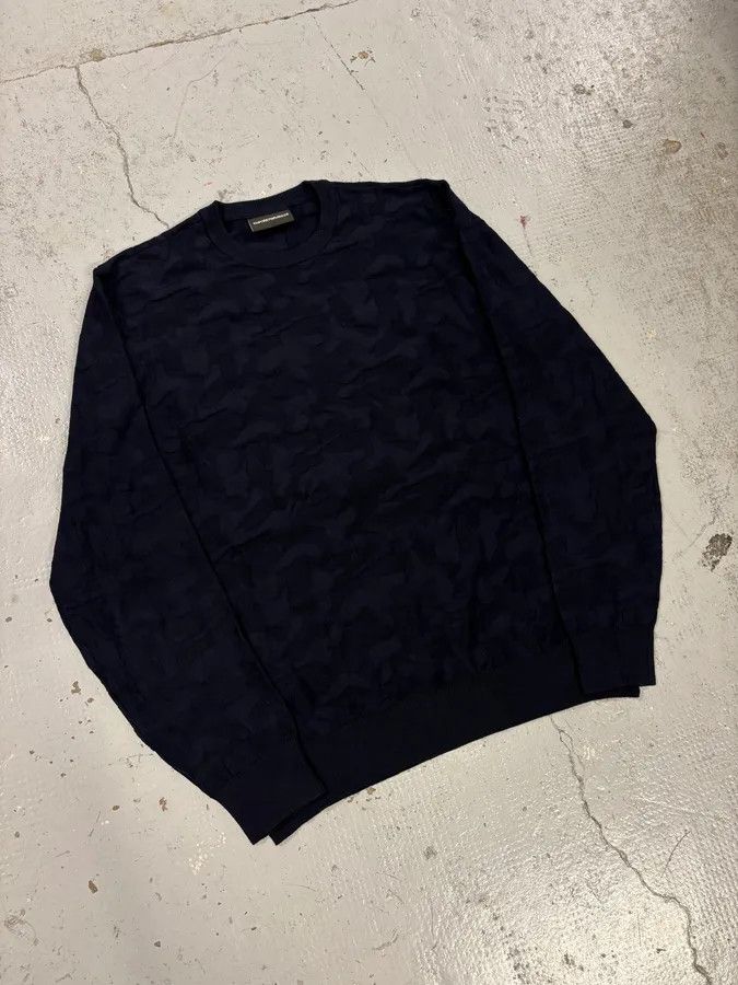 Emporio Armani AW2019 Emporio Armani Navy Camo Textured Sweater Size US M / EU 48-50 / 2 - 4 Thumbnail