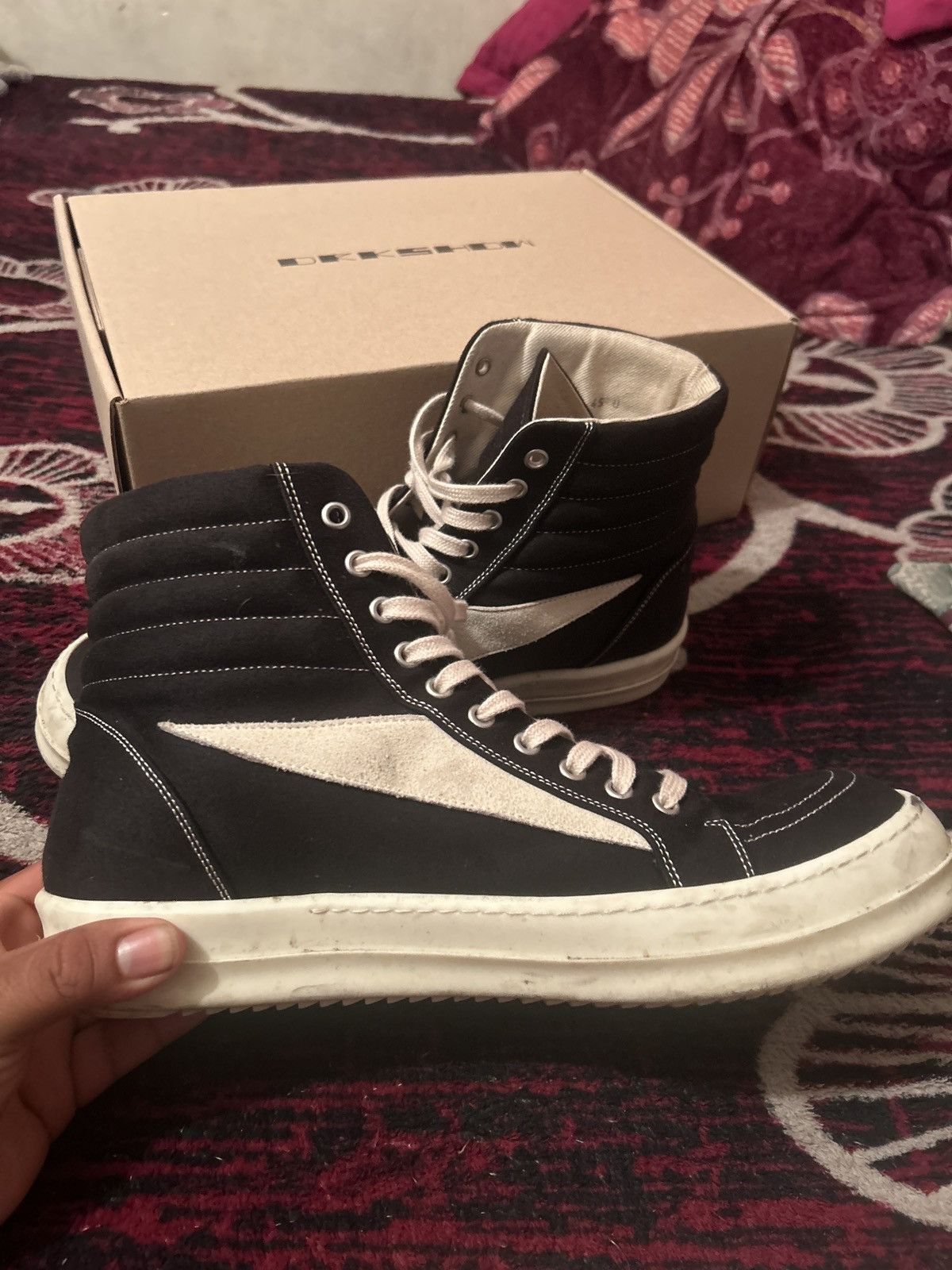 Rick Owens × Rick Owens Drkshdw Rick Owens x Rick Owens DRKSHDW Hightop Vintage Sneaker Size US 12 / EU 45 - 2 Thumbnail