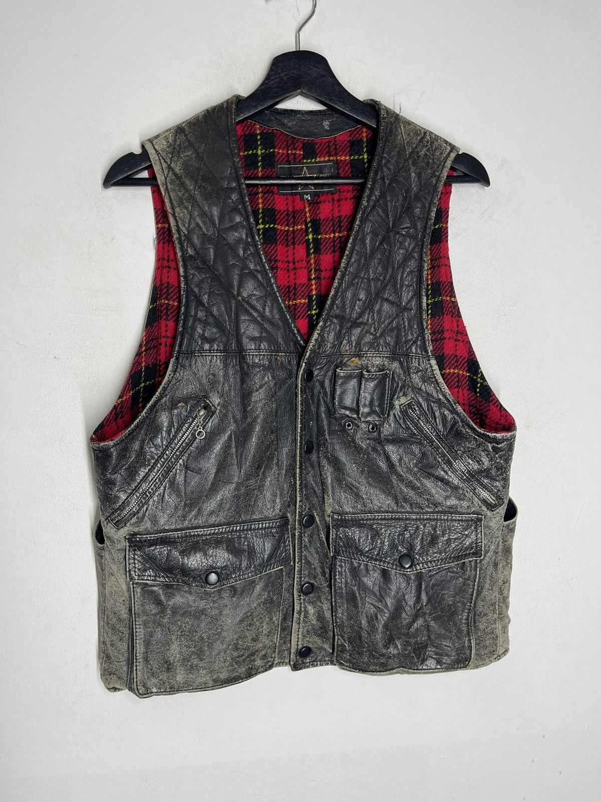 Japanese Brand VINTAGE OSAKA ISHII LEATHER VEST DISTRESSED Size US M / EU 48-50 / 2 - 1 Thumbnail
