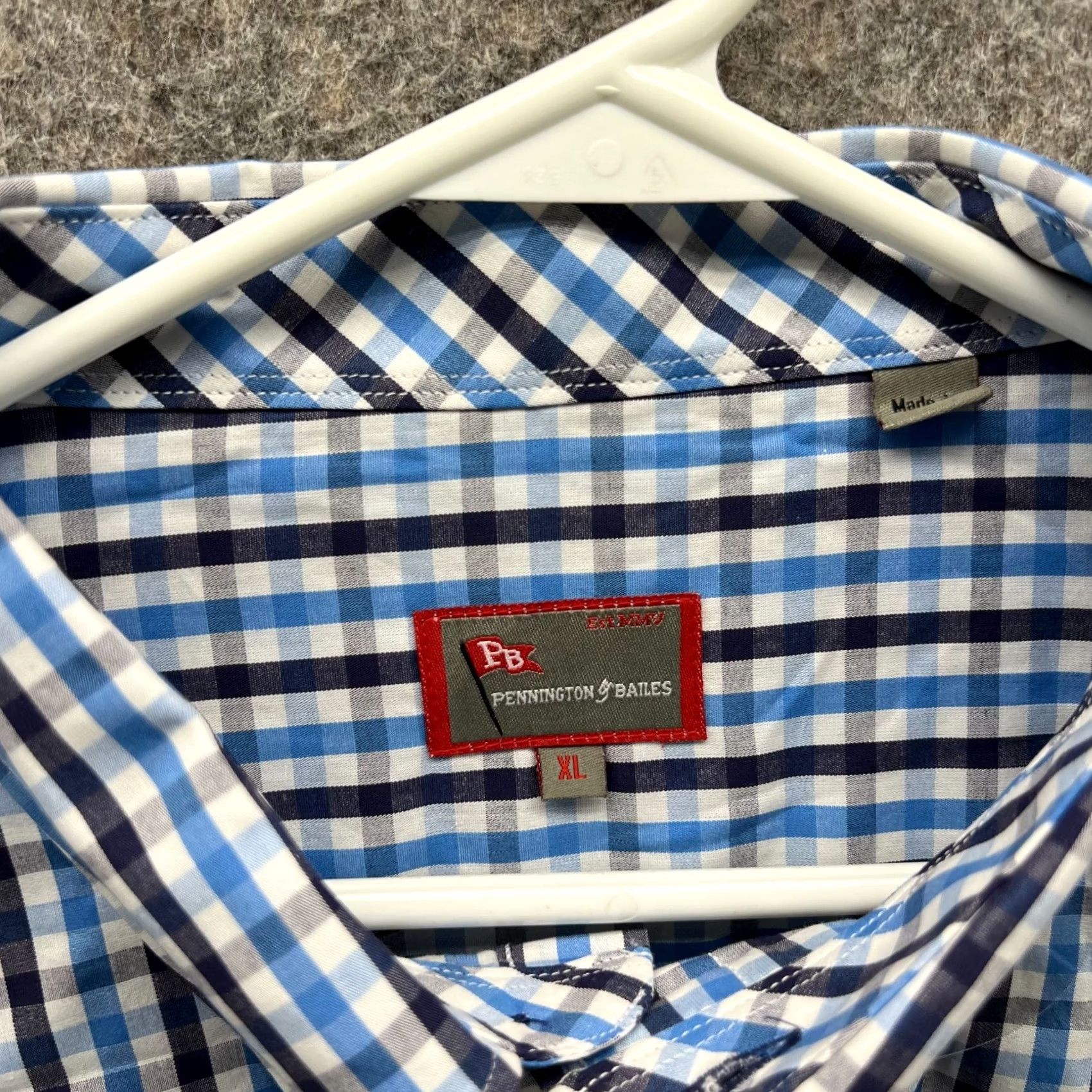 Vintage Pennington & Barnes Shirt Men XL Check Blue Button-Down Casual New Size US XL / EU 56 / 4 - 7 Thumbnail