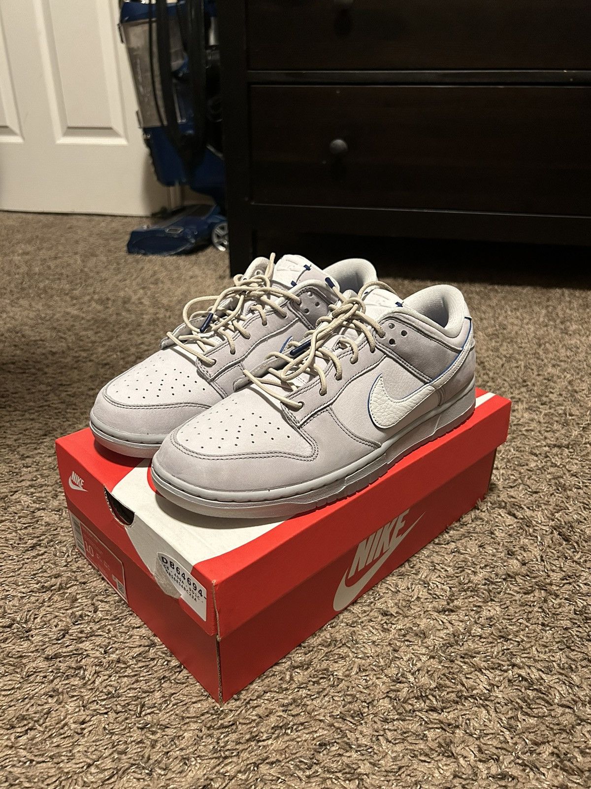 image of Nike Dunk Low ‘Pure Platinum Wolf Grey’ Shoes, Men's (Size 10)