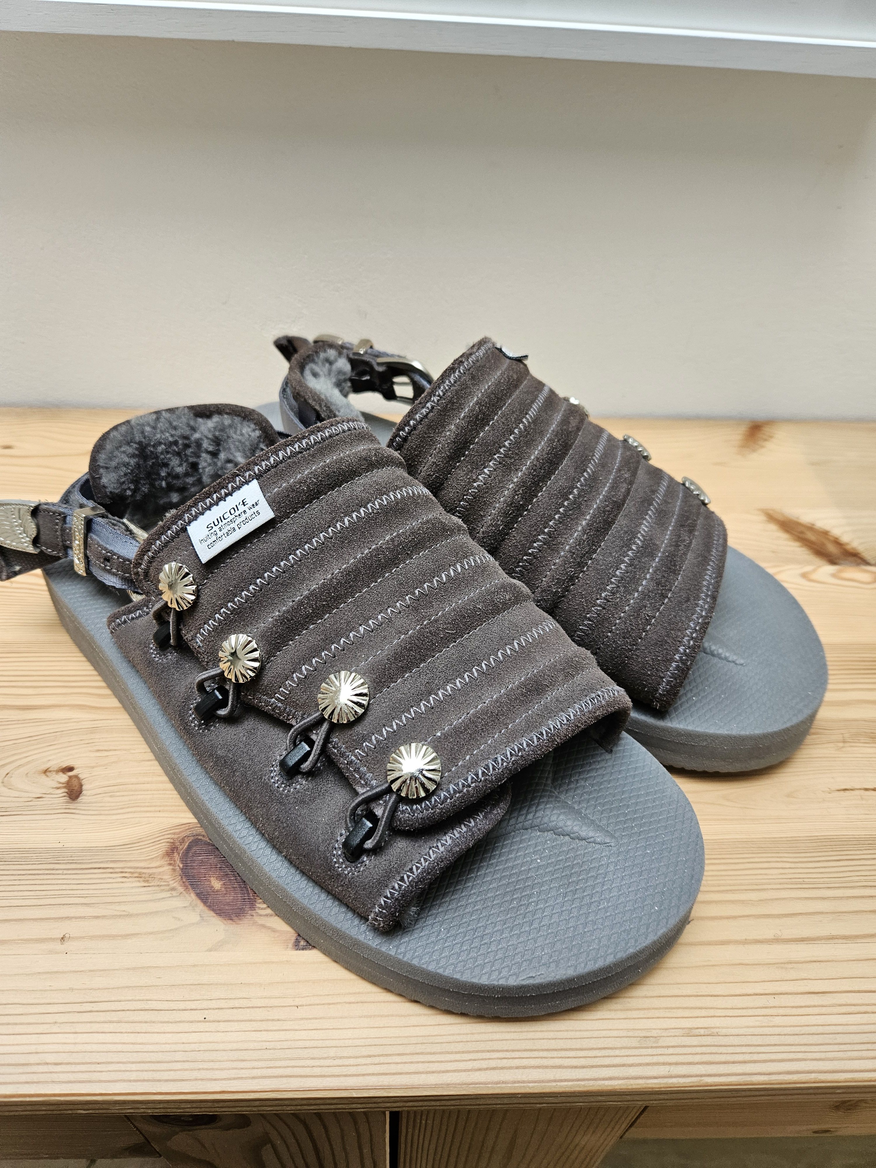image of Suicoke x Toga Suikcoke X Toga Mura Sandel Aj502 Shoes in Dark Grey Suede, Men's (Size 11)