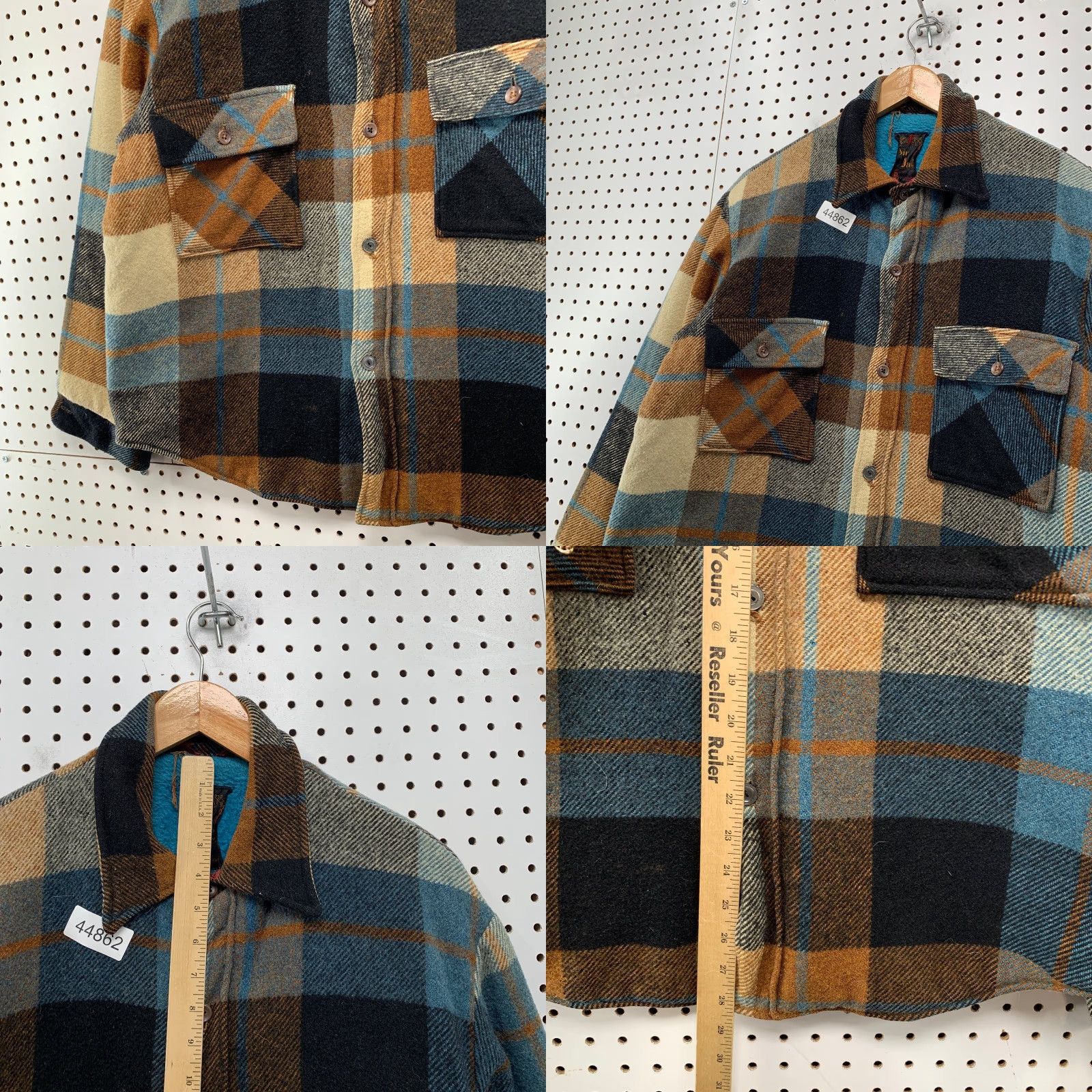 Vintage VINTAGE Sir Jac Button Jacket Mens L Plaid Wool Sherpa Lined 60s 50s Distressed Bomber Jacket Size US L / EU 52-54 / 3 - 8 Thumbnail