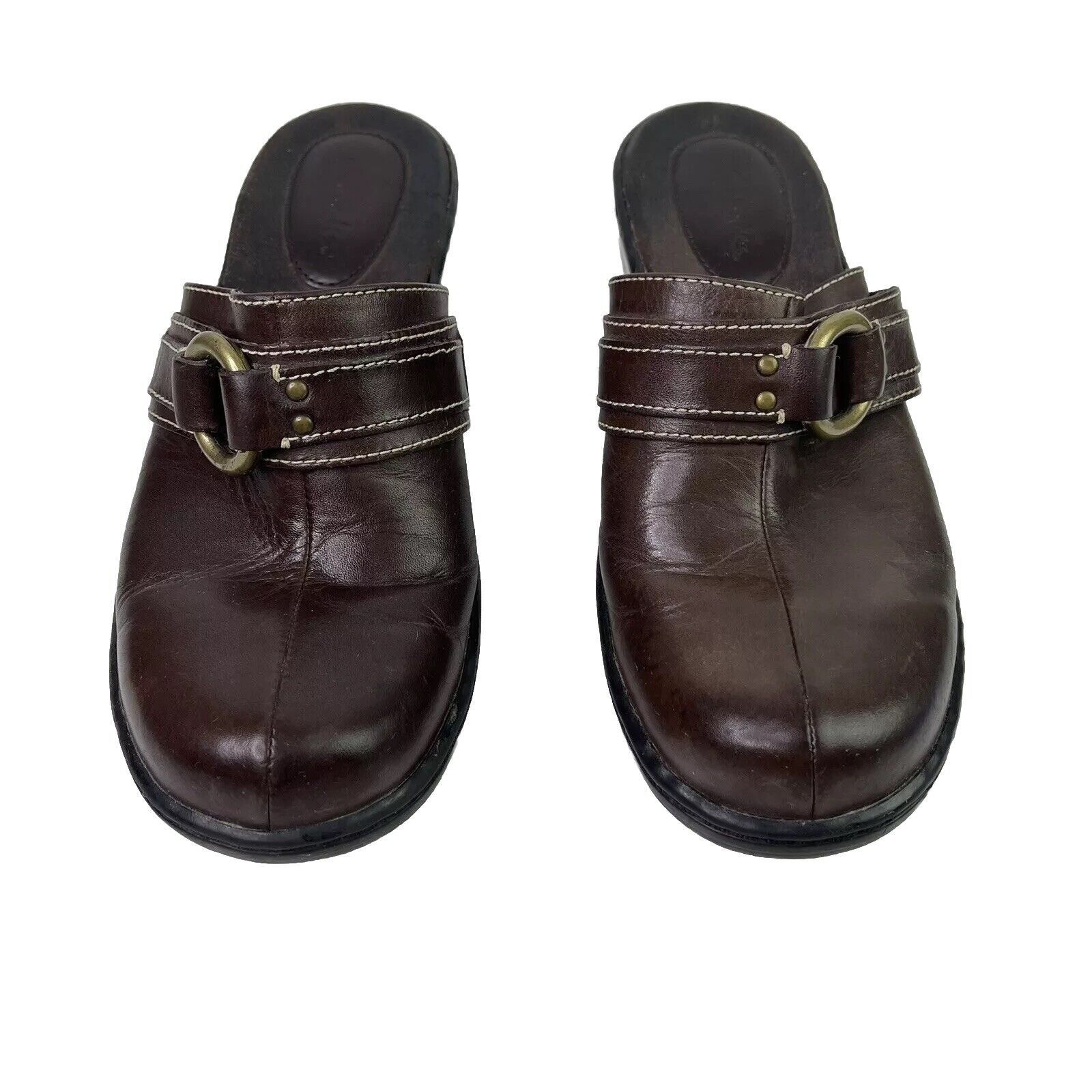 Clarks Clarks Women Clogs Brown Comfort Shoes Sz 8 M Heel Leather Size US 8 / IT 38 - 2 Thumbnail