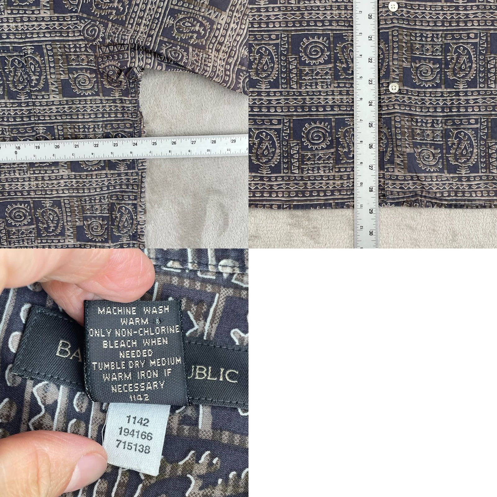 Banana Republic VINTAGE Banana Republic Shirt Men Large Paisley Geometric Tribal Short Sleeve Size US L / EU 52-54 / 3 - 8 Thumbnail
