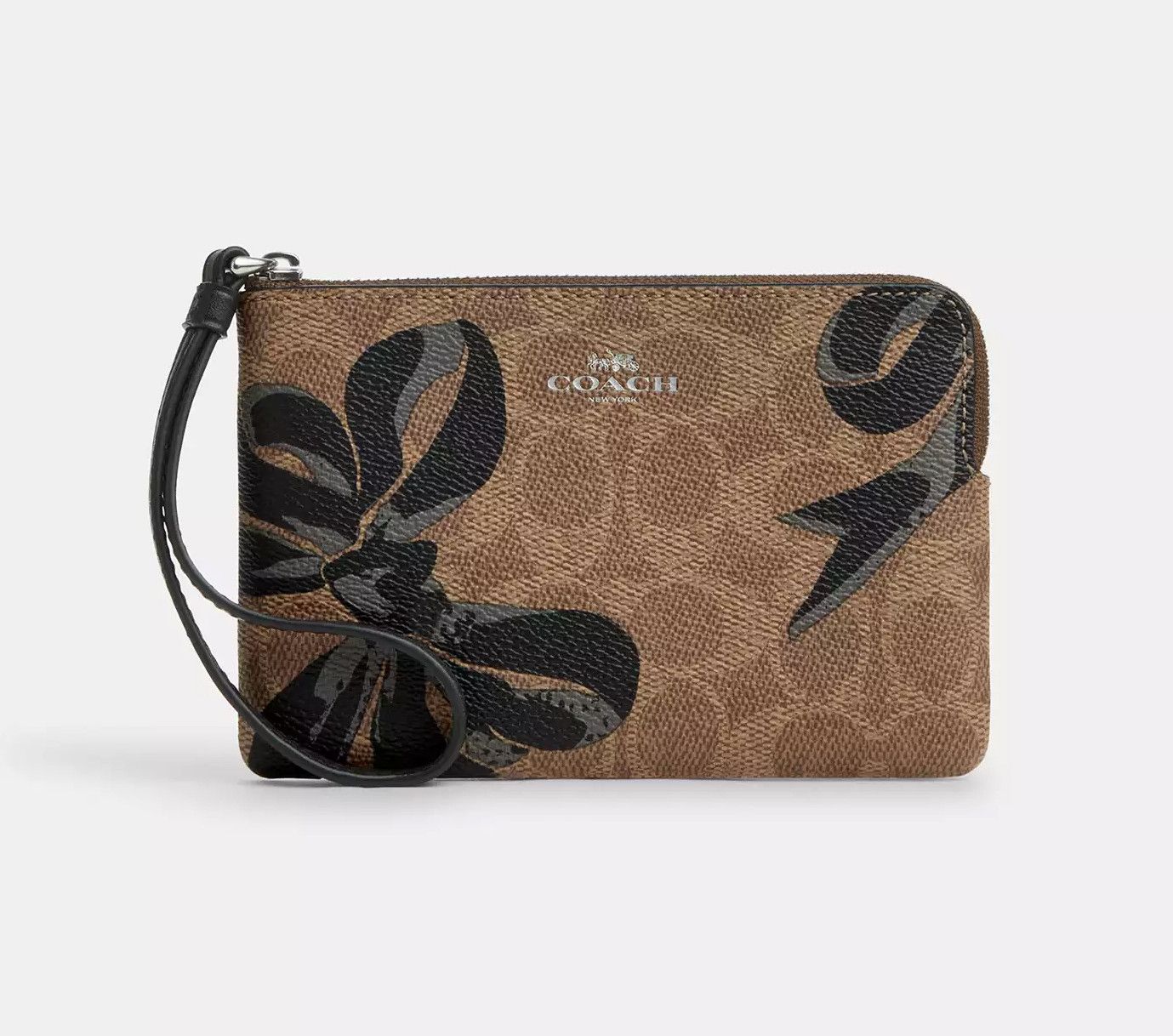 Coach Corner Zip Wristlet In Signature Canvas With Bow Print CZ440 Size ONE SIZE - 6 Thumbnail