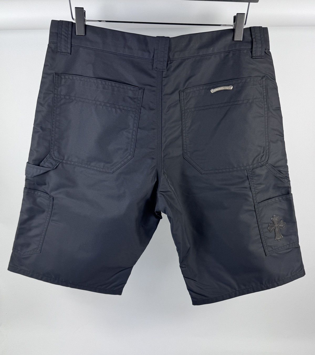 Chrome Hearts LEATHER PANEL SINGLE LEATHER CROSS NYLON SHORTS Size US 34 / EU 50 - 4 Thumbnail