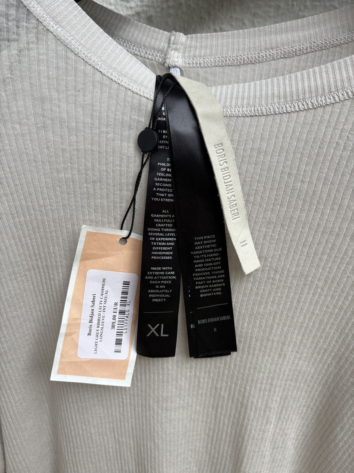 11 By Boris Bidjan Saberi Boris Bidjan Saberi Light Grey Ribbed Cashmere Longsleeve Size US XL / EU 56 / 4 - 4 Thumbnail