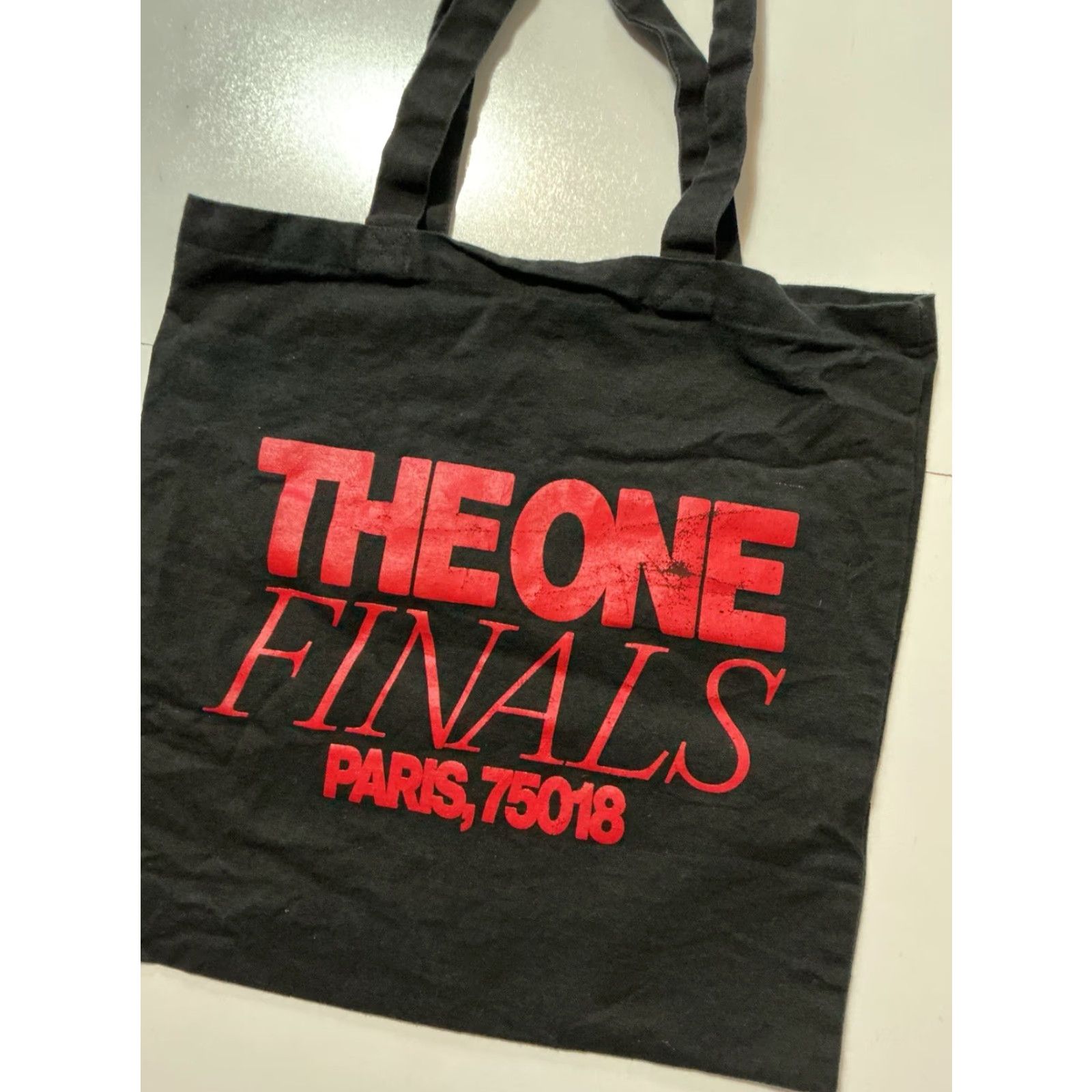 Jordan Brand VINTAGE Air Jordan The One Finals Paris 75018 Our Turn 1 On 1 Tournament Black Canvas Tote Bag Tote Men Black Paris 15x15 Mens Size ONE SIZE - 4 Thumbnail