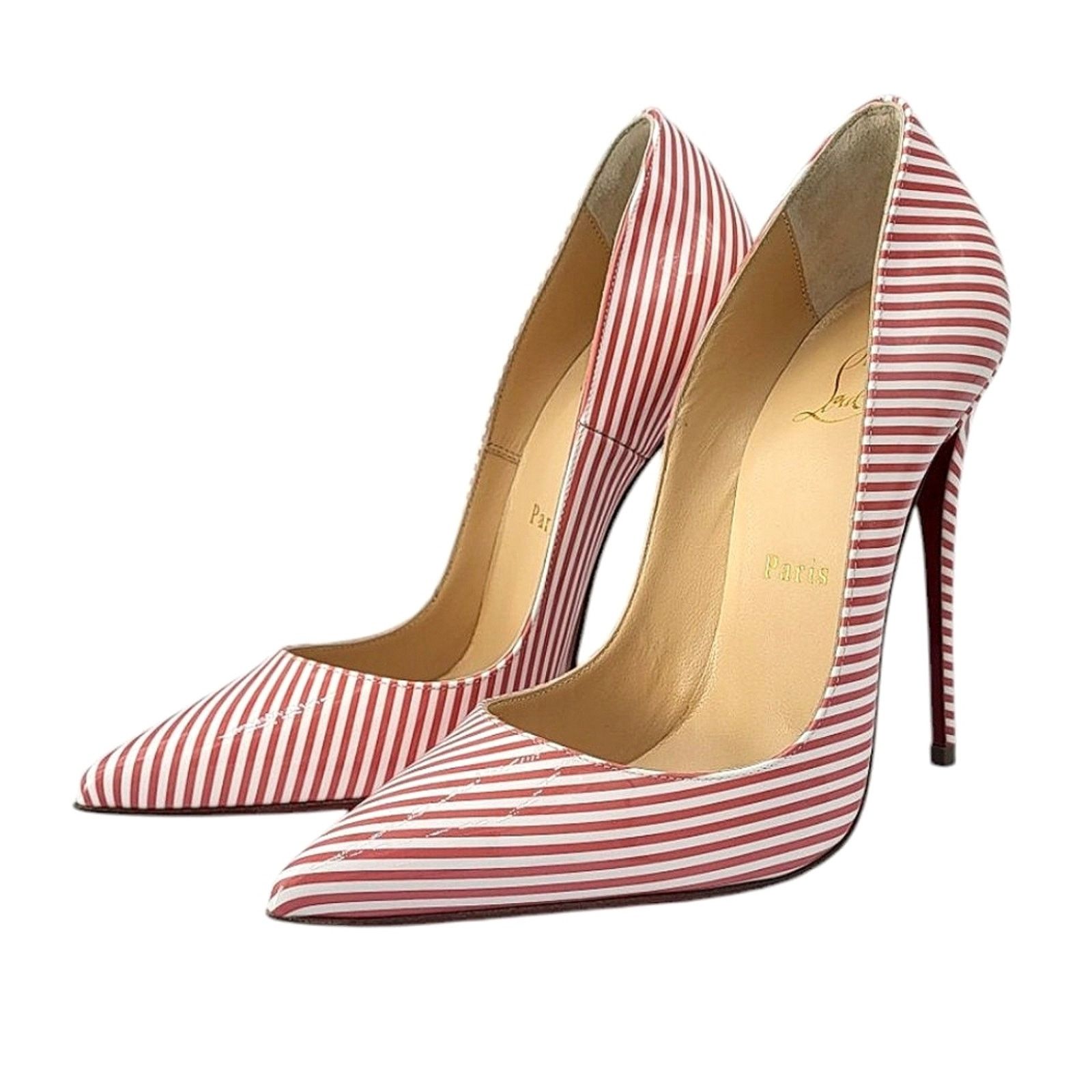 Christian Louboutin Christian Louboutin So Kate 120 Patent Striped Pumps Red 36 Size US 5.5 / IT 35.5 - 3 Thumbnail