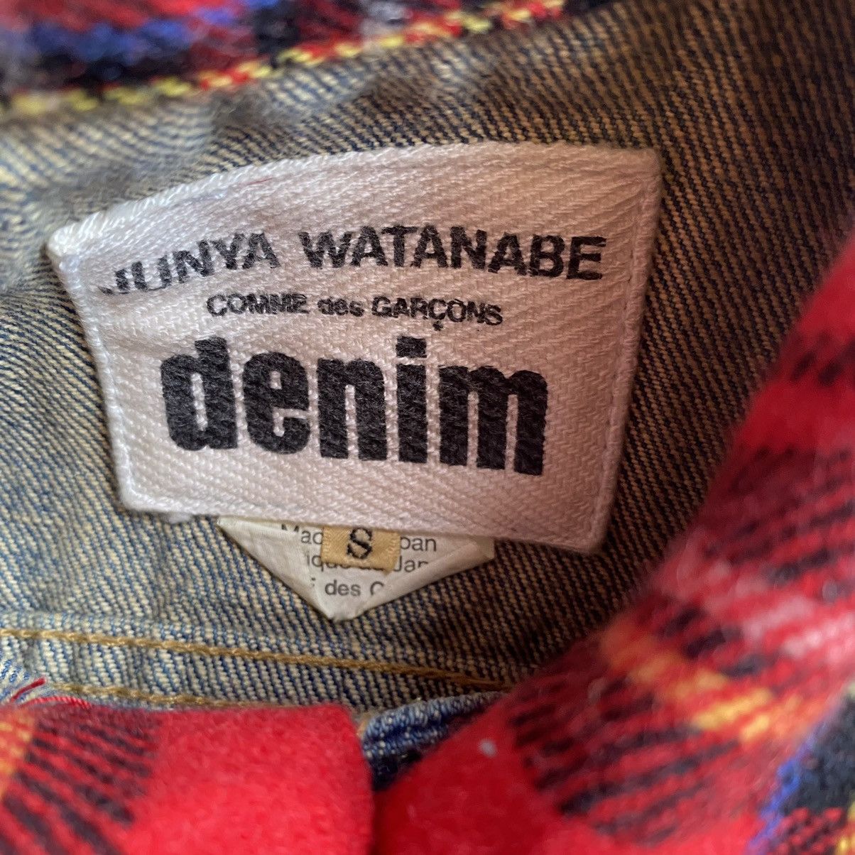 Comme des Garcons Junya Denim Trucker Jacket With Tartan Collar Size US S / EU 44-46 / 1 - 4 Thumbnail