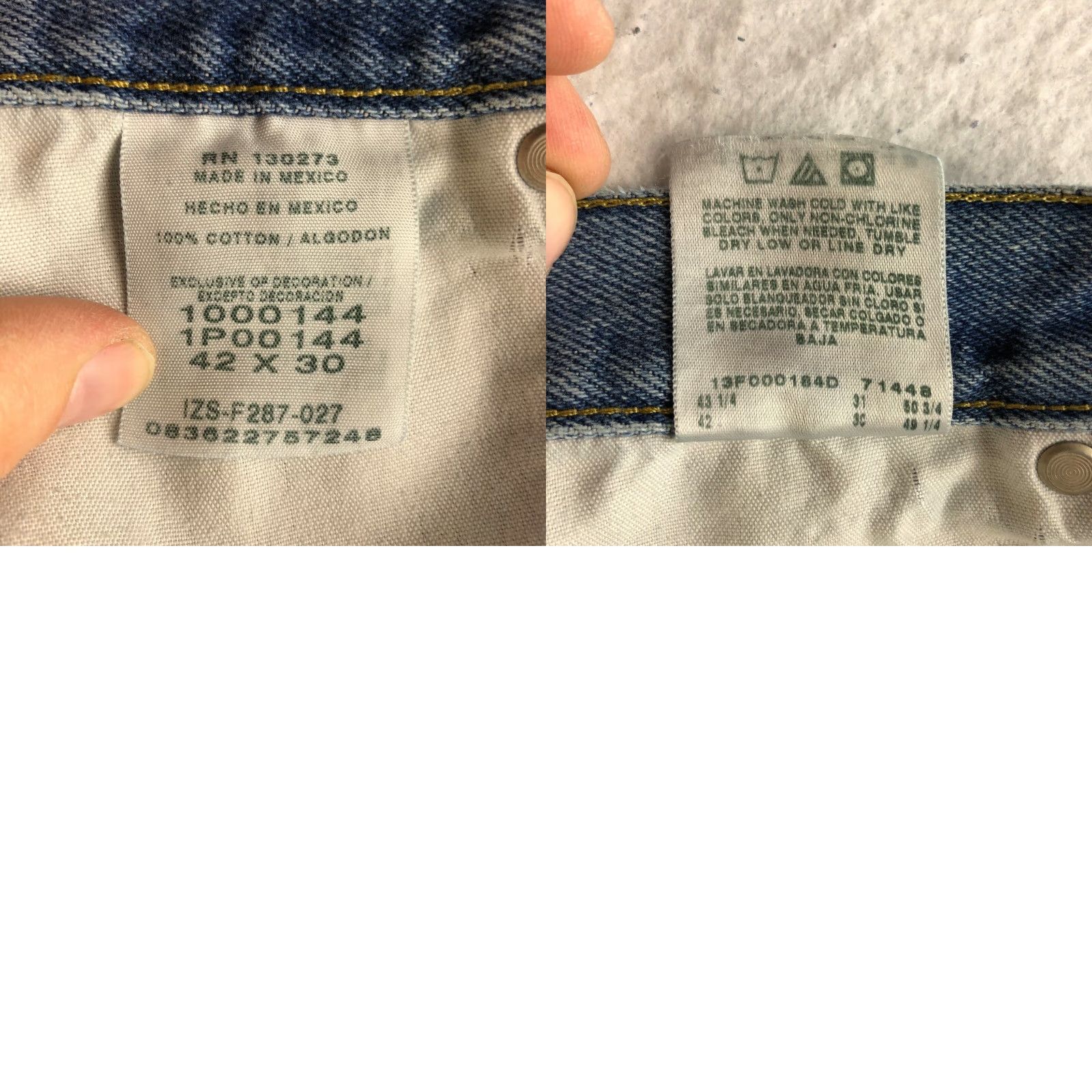 Vintage Riders Mens 42x30 Jeans Mid Rise Straight Leg Light Wash Blue Denim Casual Regular Rise Mens Size US 42 / EU 58 - 8 Thumbnail