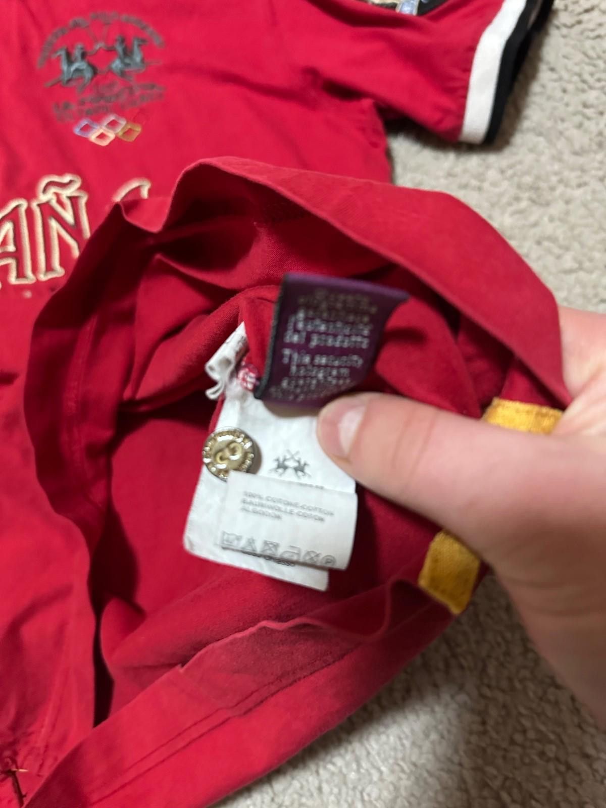 La Martina LA MARTINA Mens Polo Shirt Red L Espana Spain Cotton No 3 Size US L / EU 52-54 / 3 - 7 Thumbnail