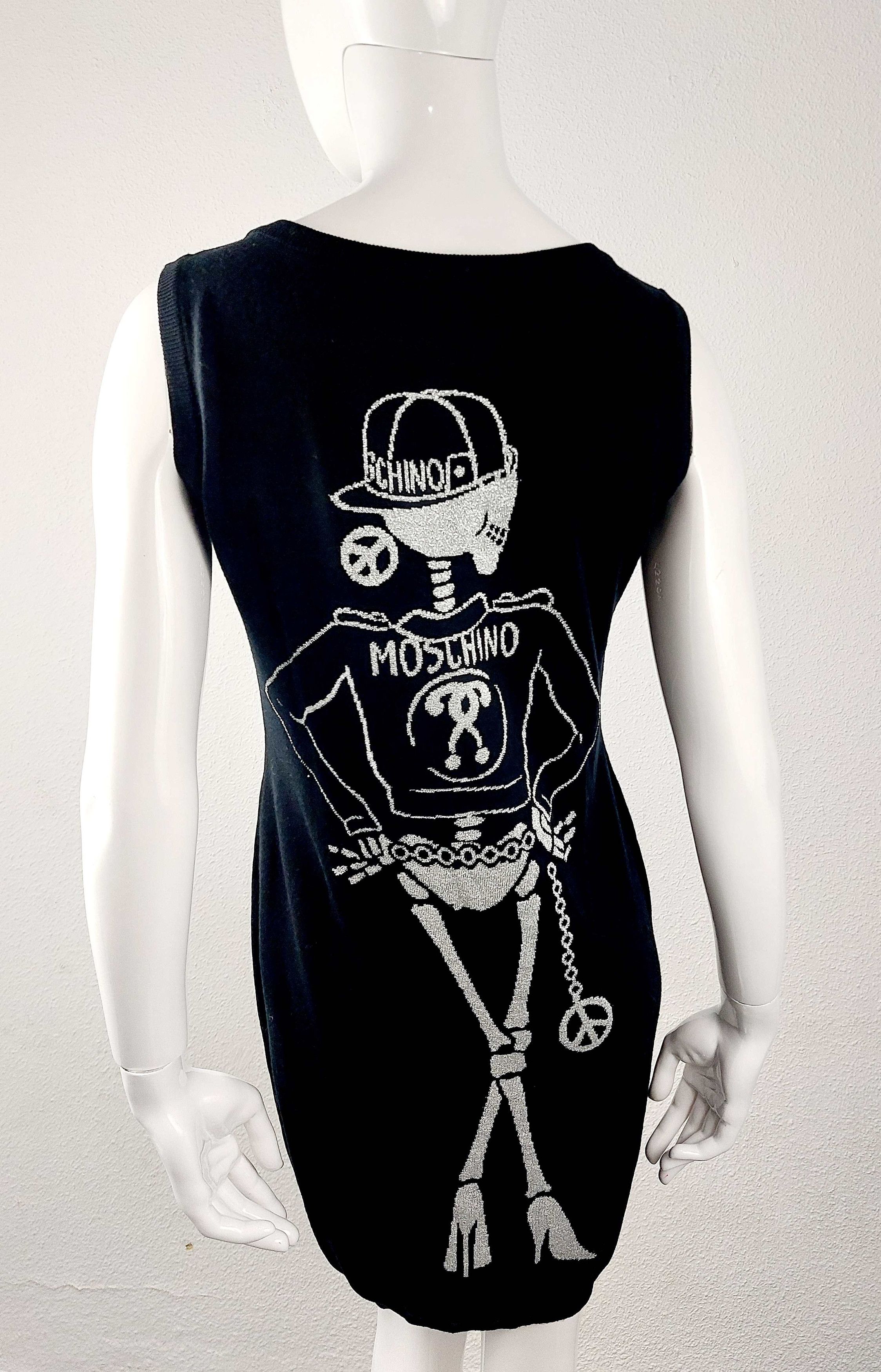 Moschino Moschino Couture Gold Skeleton Intarsia Wool Midi Dress Size M / US 6-8 / IT 42-44 - 9 Thumbnail