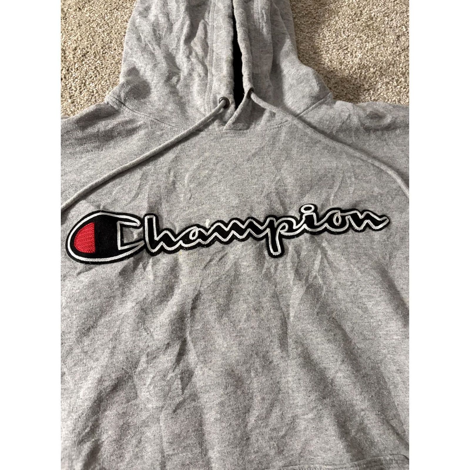 Champion Champion Hoodie Mens Small Gray Script Logo Fleece Pullover Sweatshirt Size US S / EU 44-46 / 1 - 2 Thumbnail