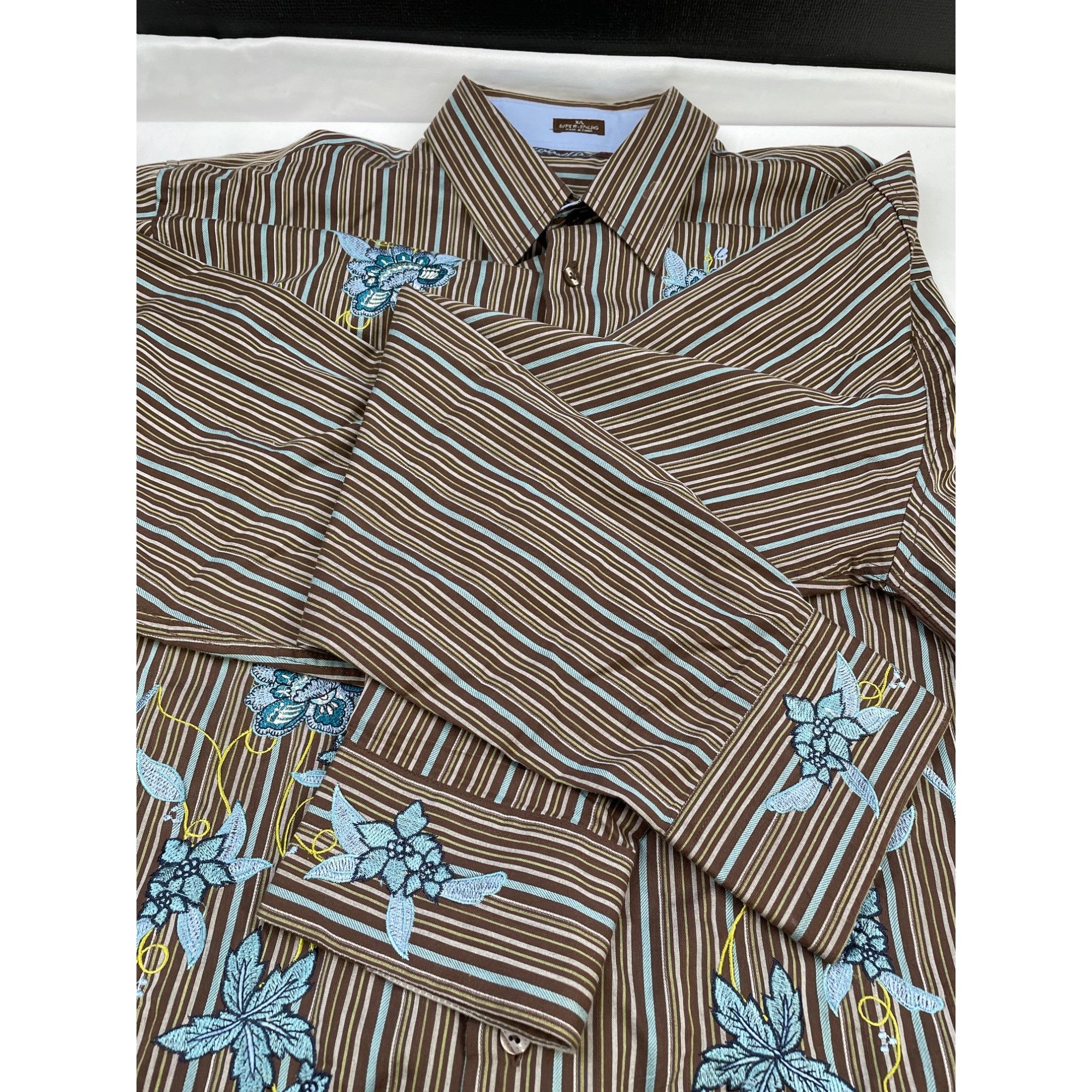 Other Coastal Men's Floral/Striped Brown Button up/long Sleeve Shi Size US XL / EU 56 / 4 - 6 Thumbnail