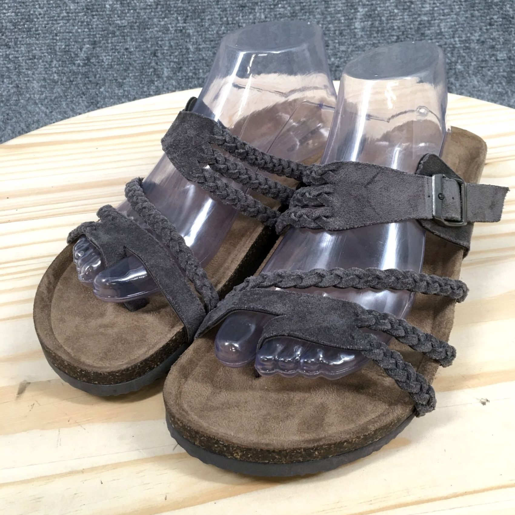 Vintage Maurices Sandals Womens 11M Vivienne Braided Strap Slip On Slide Gray Faux Suede Size US 11 / IT 41 - 3 Thumbnail