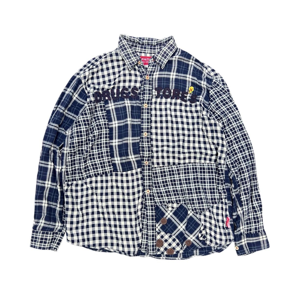 Comme des Garcons Drug Store Patch Work Button Up Flannel Shirt Size US XL / EU 56 / 4 - 1 Thumbnail