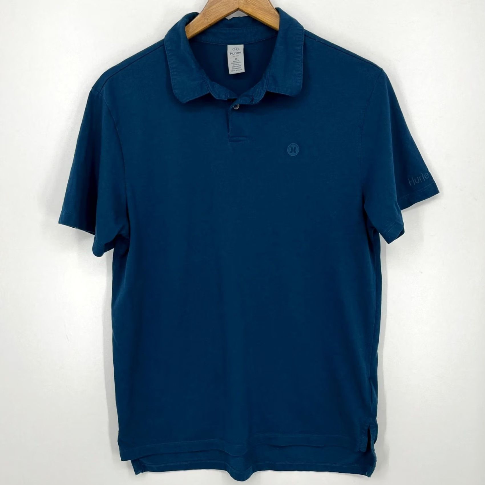 Hurley Hurley Polo Shirt Mens Blue Logo Solid Cotton Polo Short Sleeve Regular Adult M Size US M / EU 48-50 / 2 - 2 Thumbnail