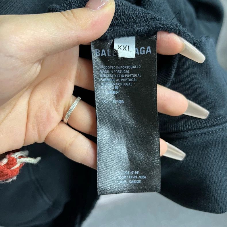Balenciaga Balenciaga Black logo embroidered pullover hooded long sle Size US XXL / EU 58 / 5 - 4 Thumbnail