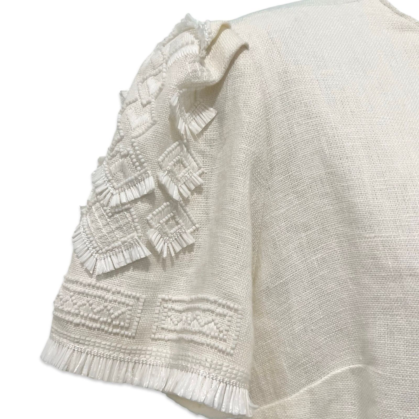 KOBI HALPERIN Kobi Halperin Ivory Beaded Tassel Shift Linen Dress size M Size M / US 6-8 / IT 42-44 - 7 Thumbnail