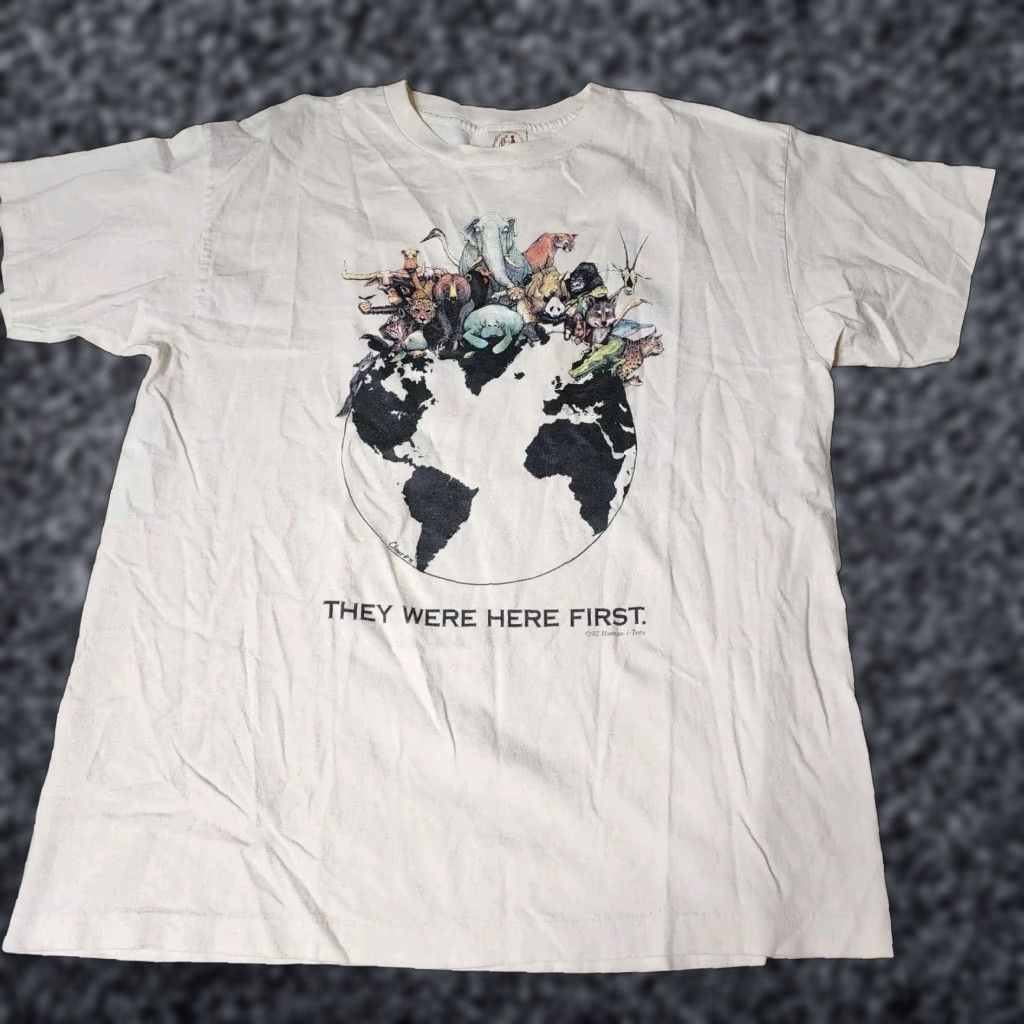 Vintage VINTAGE Maggie's T-Shirt Mens XL They Were Here First Stitch 90s Graphic Tee Beige 1990s Size US XL / EU 56 / 4 - 1 Thumbnail