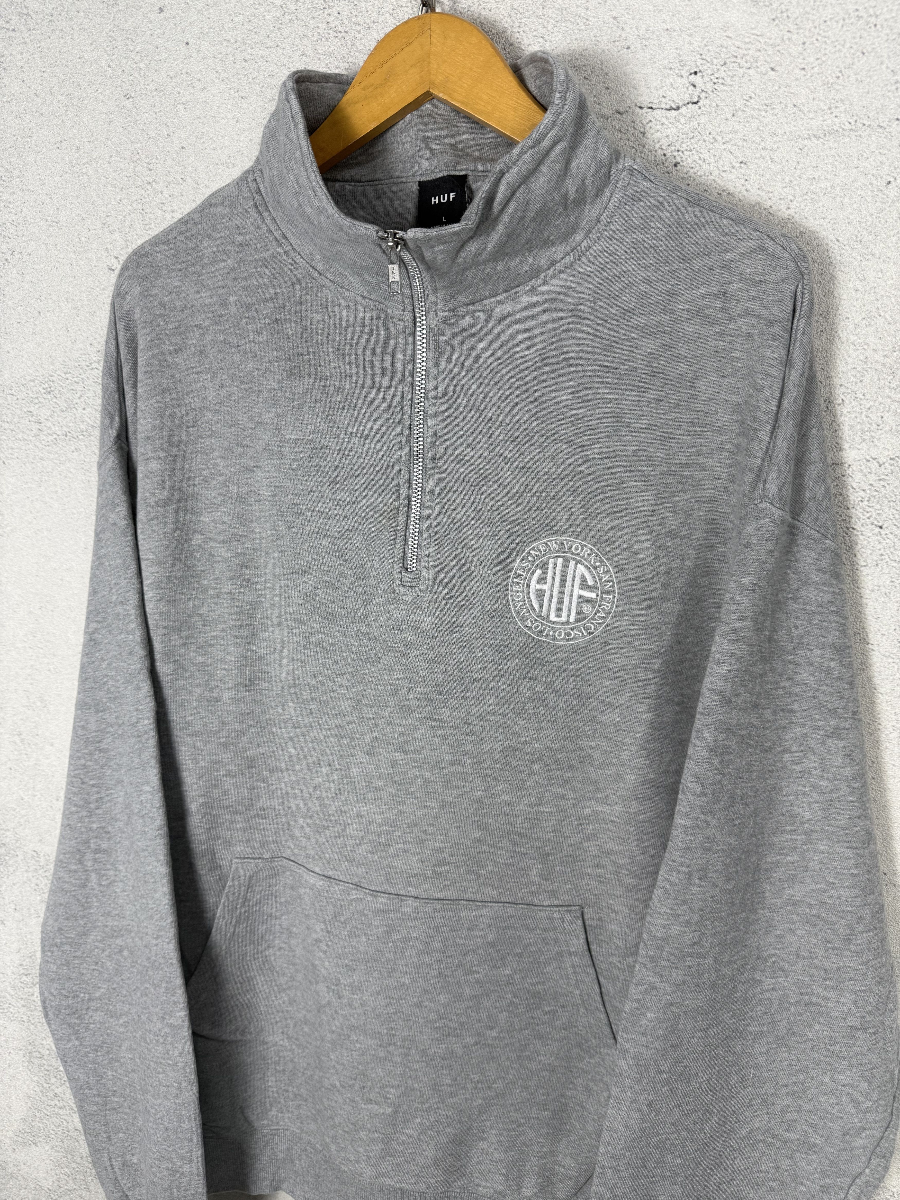 Huf HUF Half Zip Sweatshirt Crewneck Size US XL / EU 56 / 4 - 2 Thumbnail