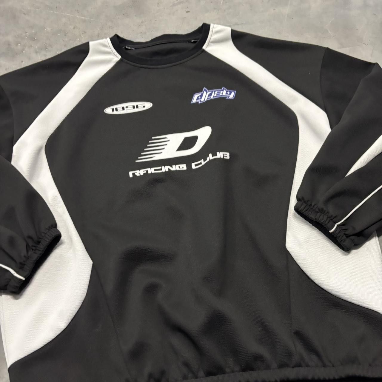 Japanese Brand × Vintage Crazy Vintage Y2K/2000s Black & White Racing Streetwear Pullover Sweatshirt! Size US XL / EU 56 / 4 - 3 Thumbnail