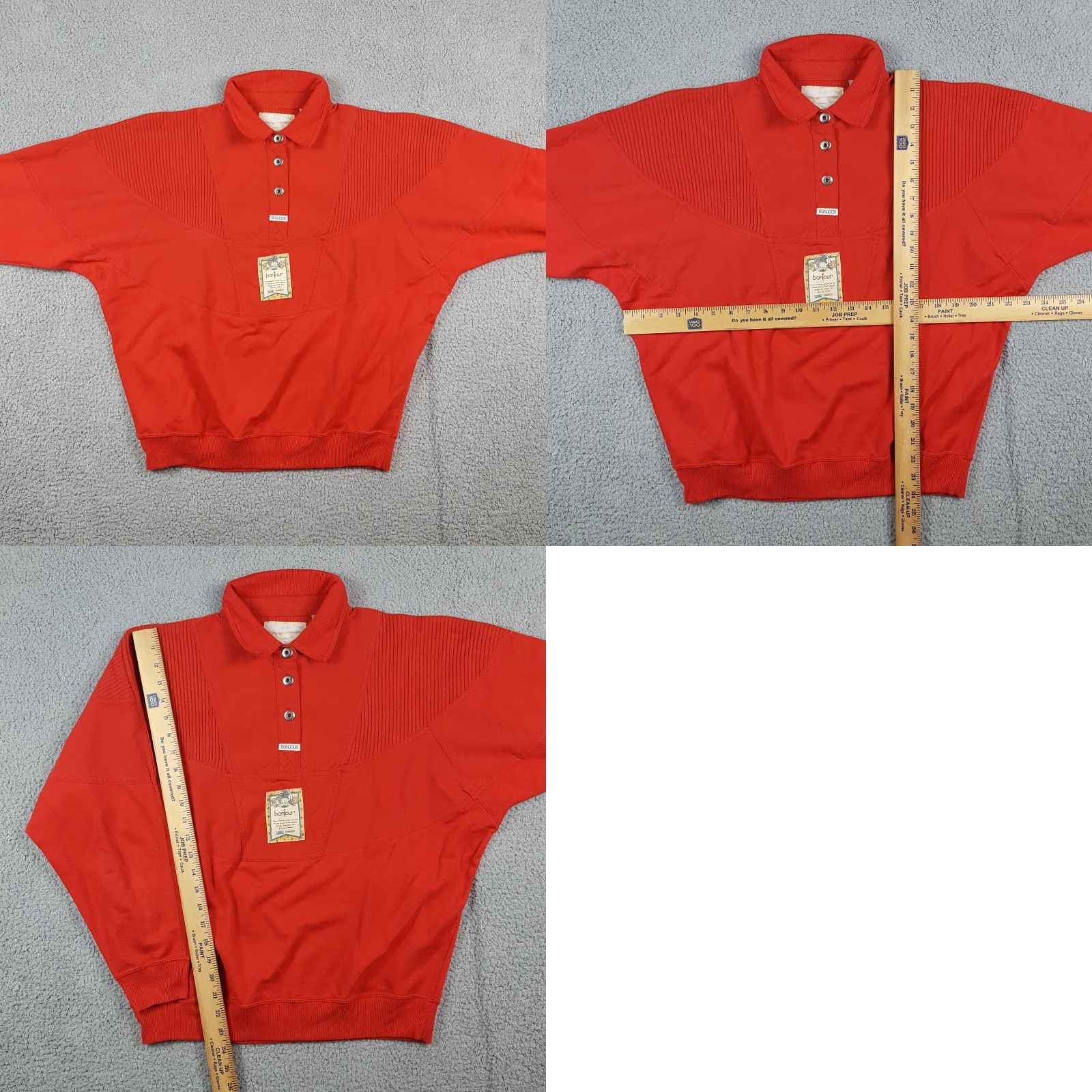 Vintage BonJour Sweatshirt Collared Preppy Long Sleeve Women's M Red 90s Pullover Size M / US 6-8 / IT 42-44 - 8 Thumbnail