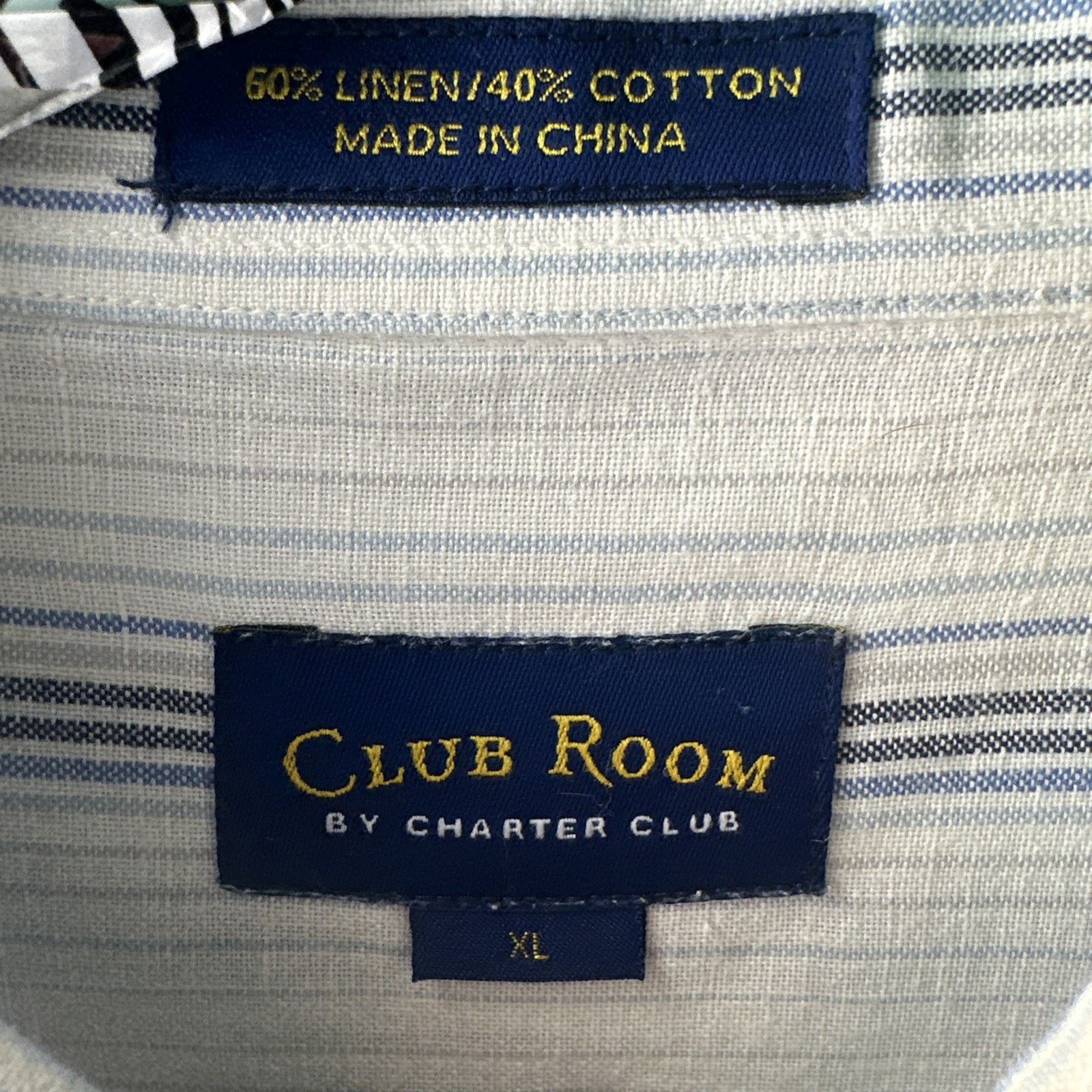 Club Room Club Room Men's Cotton Shirt, White and blue Striped Size XL Size US XL / EU 56 / 4 - 2 Thumbnail