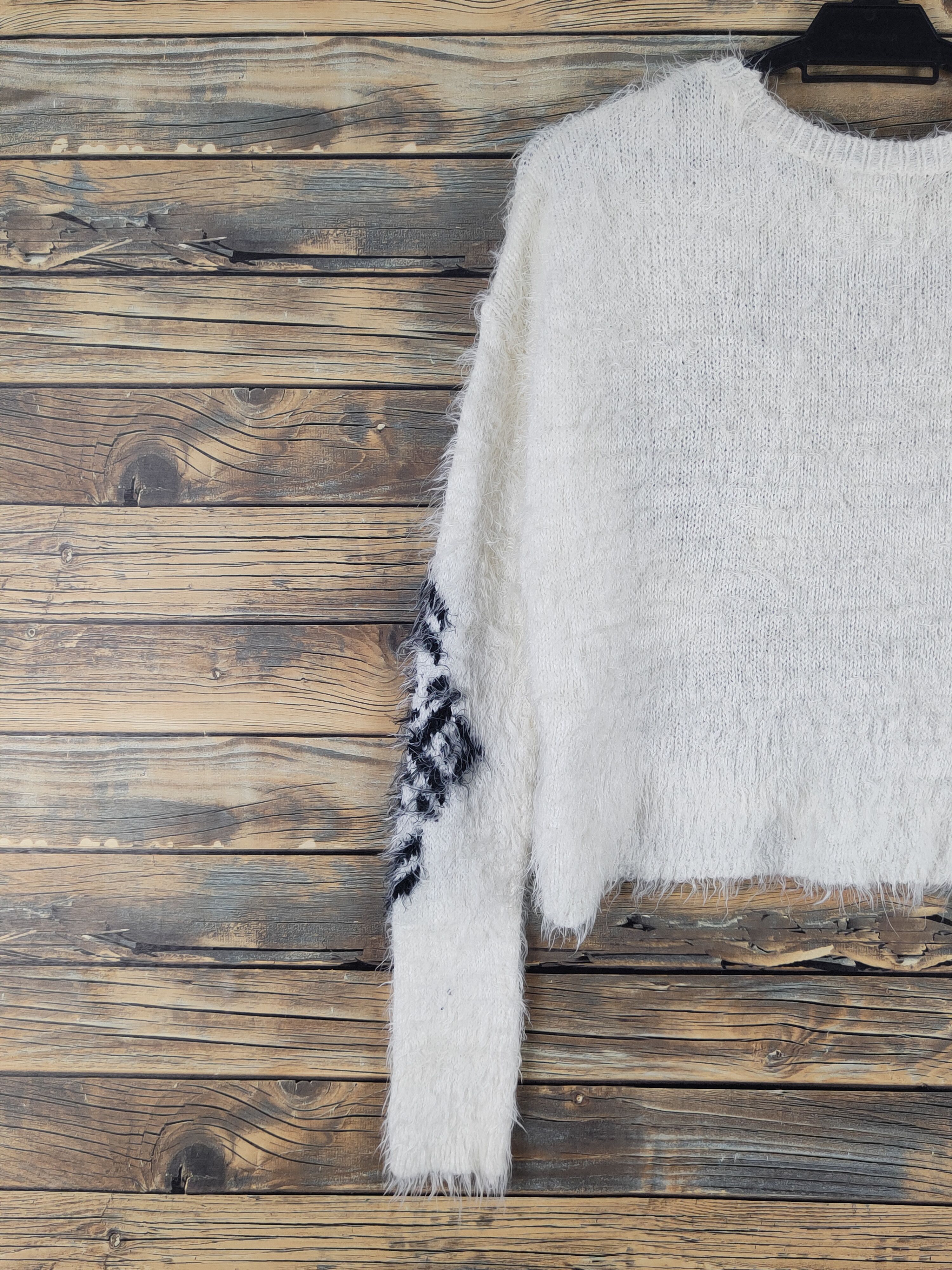 Homespun Knitwear Hollister Ivory Shag Shaggy Fur Mohair Knitwear #W1665 Size M / US 6-8 / IT 42-44 - 8 Thumbnail