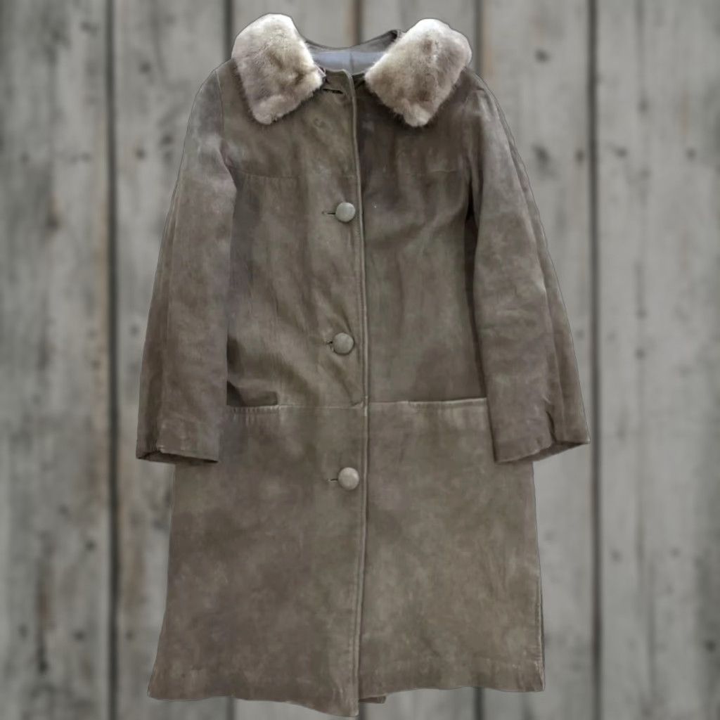 Worthington VINTAGE Worthington Jacket Coat Brown Leather Fox Fur Trim Trench Coat 1960s M Women Size M / US 6-8 / IT 42-44 - 1 Thumbnail