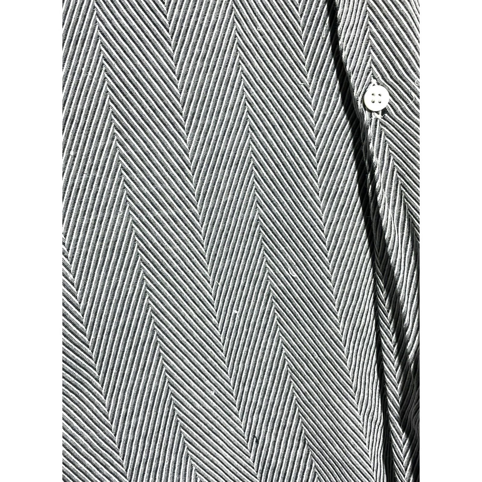 Versace VINTAGE Versace Shirt Men’s Herringbone Black White Classic Collared Long Sleeve 39/15.5 Cotton Button in White Size US XXS / EU 40 - 5 Thumbnail
