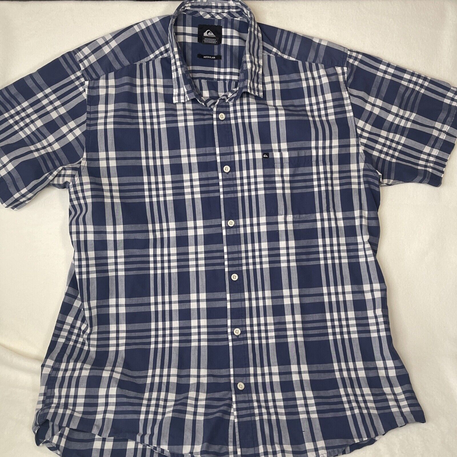 Quiksilver Quicksilver Men's SS Button Down Shirt Blue Plaid SZ L Size US XL / EU 56 / 4 - 2 Thumbnail