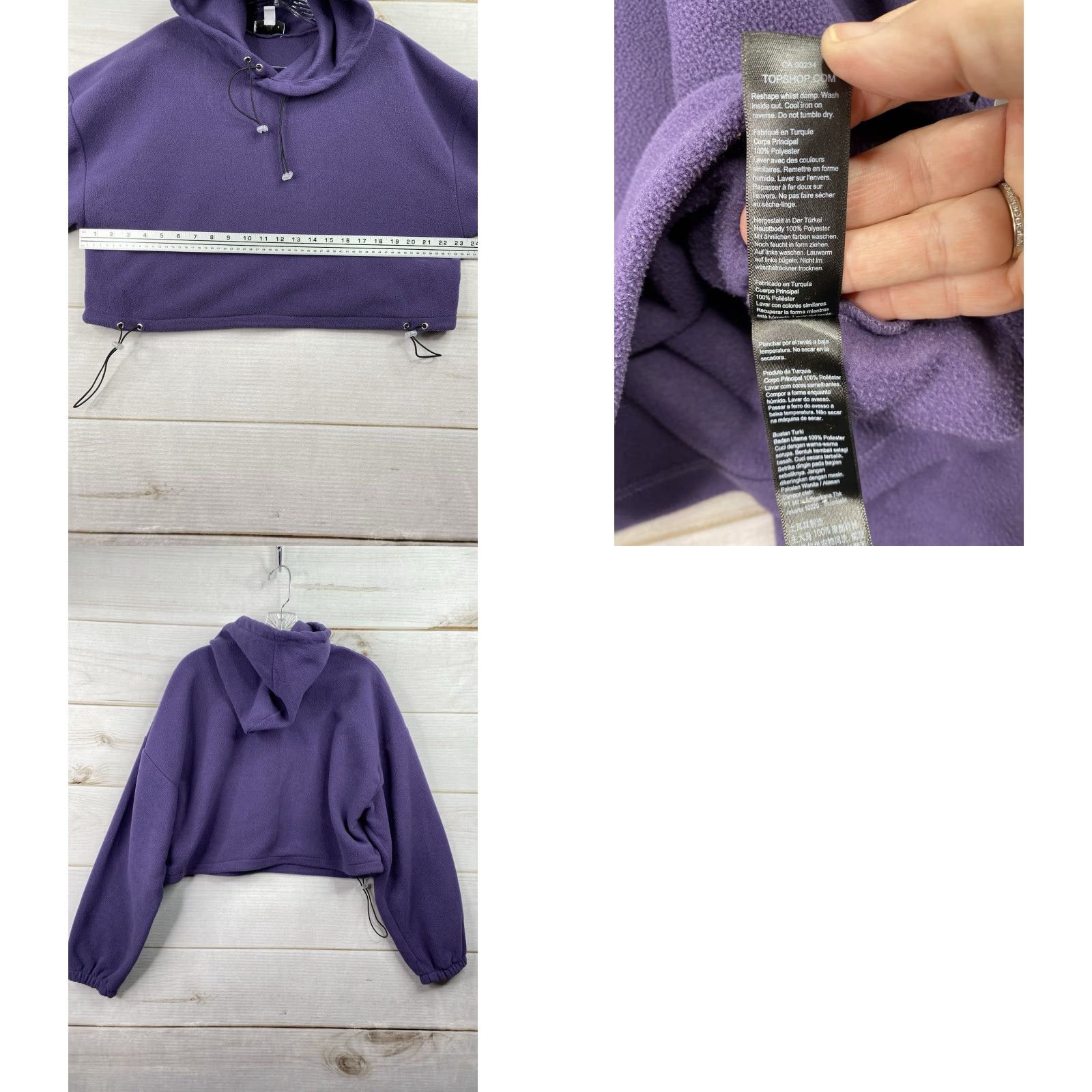 Topshop Topshop Womens Hoodie M Purple Oversized Adjustable Pullover Sweatshirt Casual Winter Modern Womens Size M / US 6-8 / IT 42-44 - 8 Thumbnail