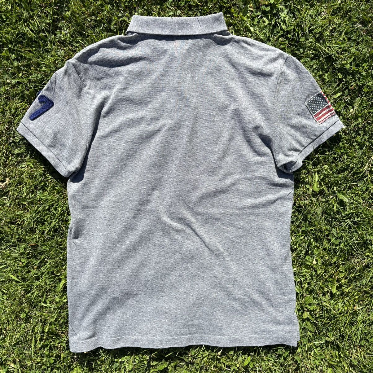 Ralph Lauren Vintage Polo Jeans Grey Distressed Patch Polo Shirt Size US L / EU 52-54 / 3 - 3 Thumbnail