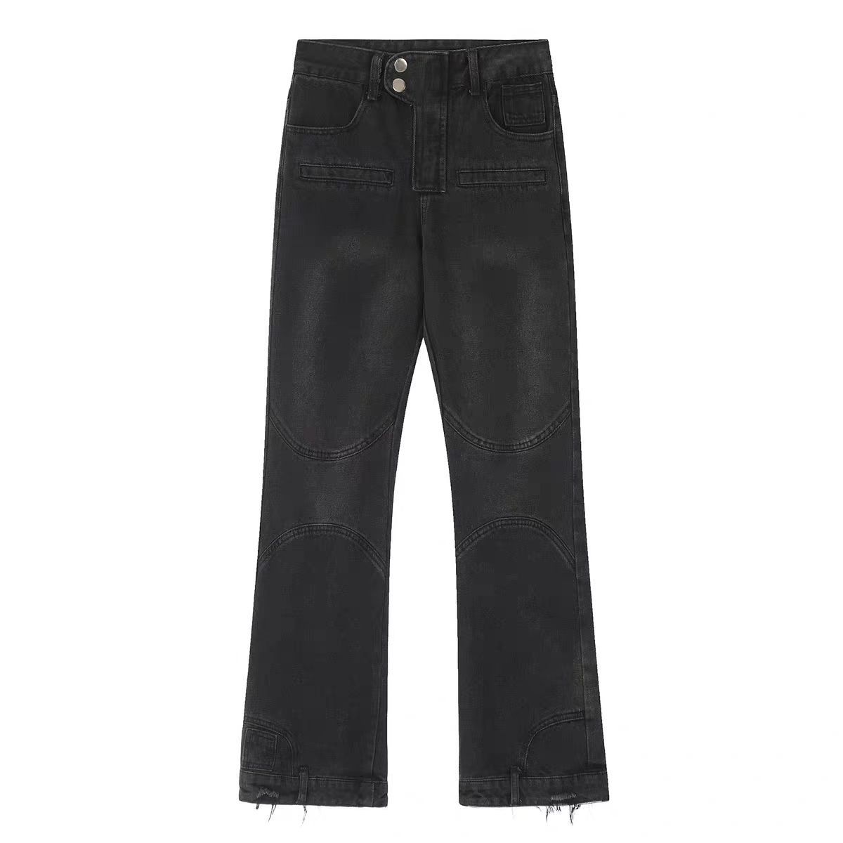 Japanese Brand × Jean Washed and spliced straight leg micro flare jeans Size US 34 / EU 50 - 3 Thumbnail