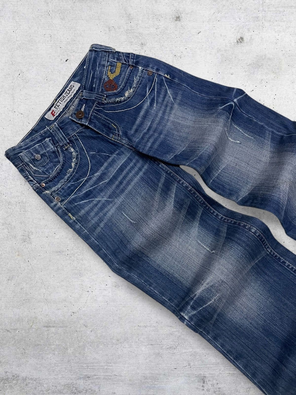 Japanese Brand VINTAGE FETISH 1990S OG JAPAN DESIGNER BAGGY WIDE LEG DENIM Size US 26 / EU 42 - 5 Thumbnail
