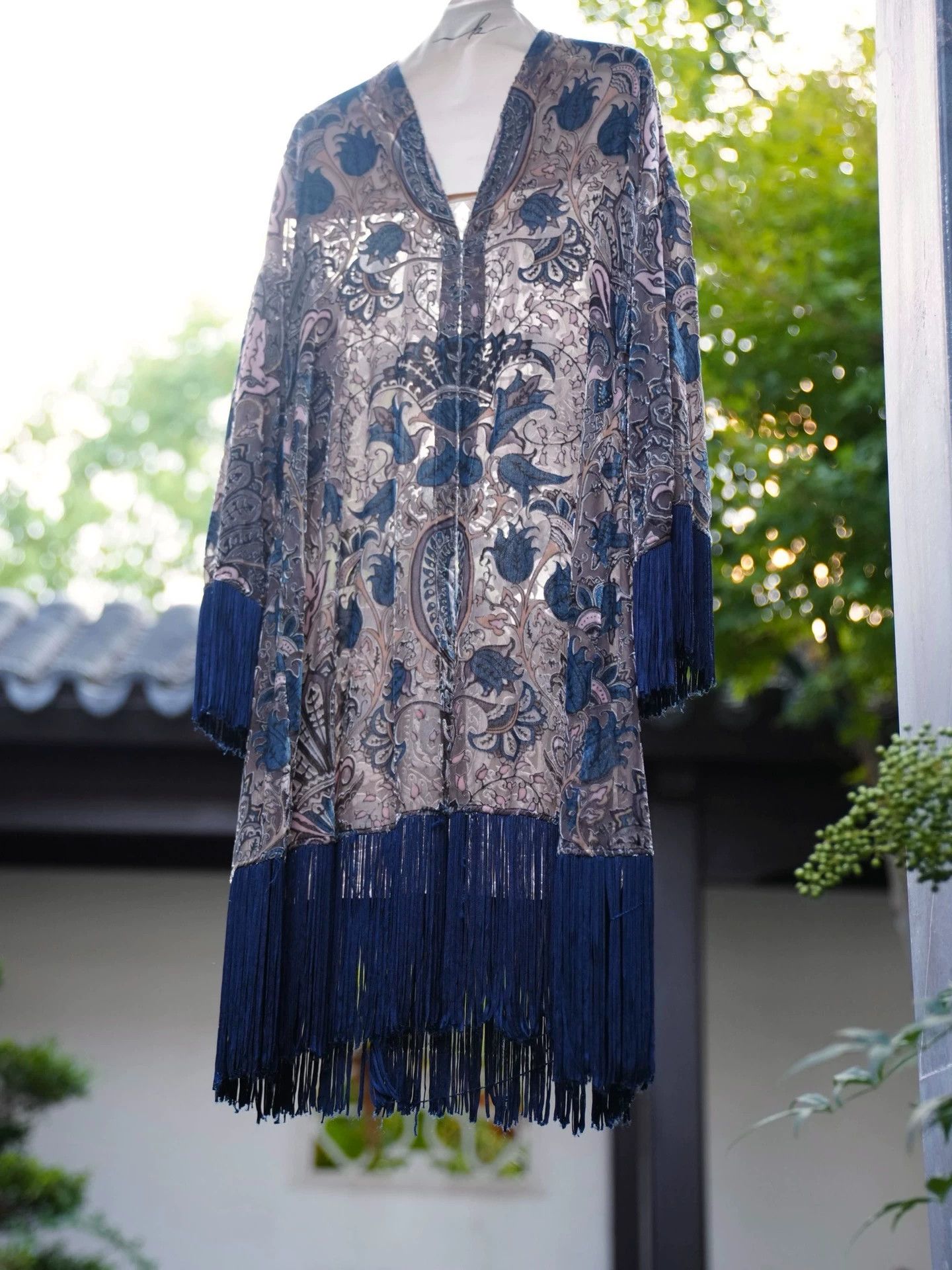 Vintage US Vintage Burnout Velvet Tassel Duster Size ONE SIZE - 9 Thumbnail