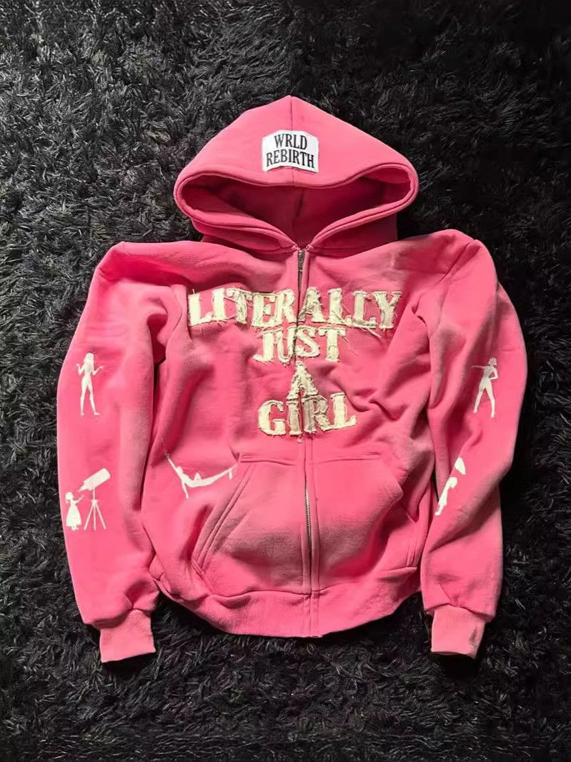 Other Y2K letter patch embroidered hoodie loose zipper top Size 4XL / US 24-26 - 3 Thumbnail