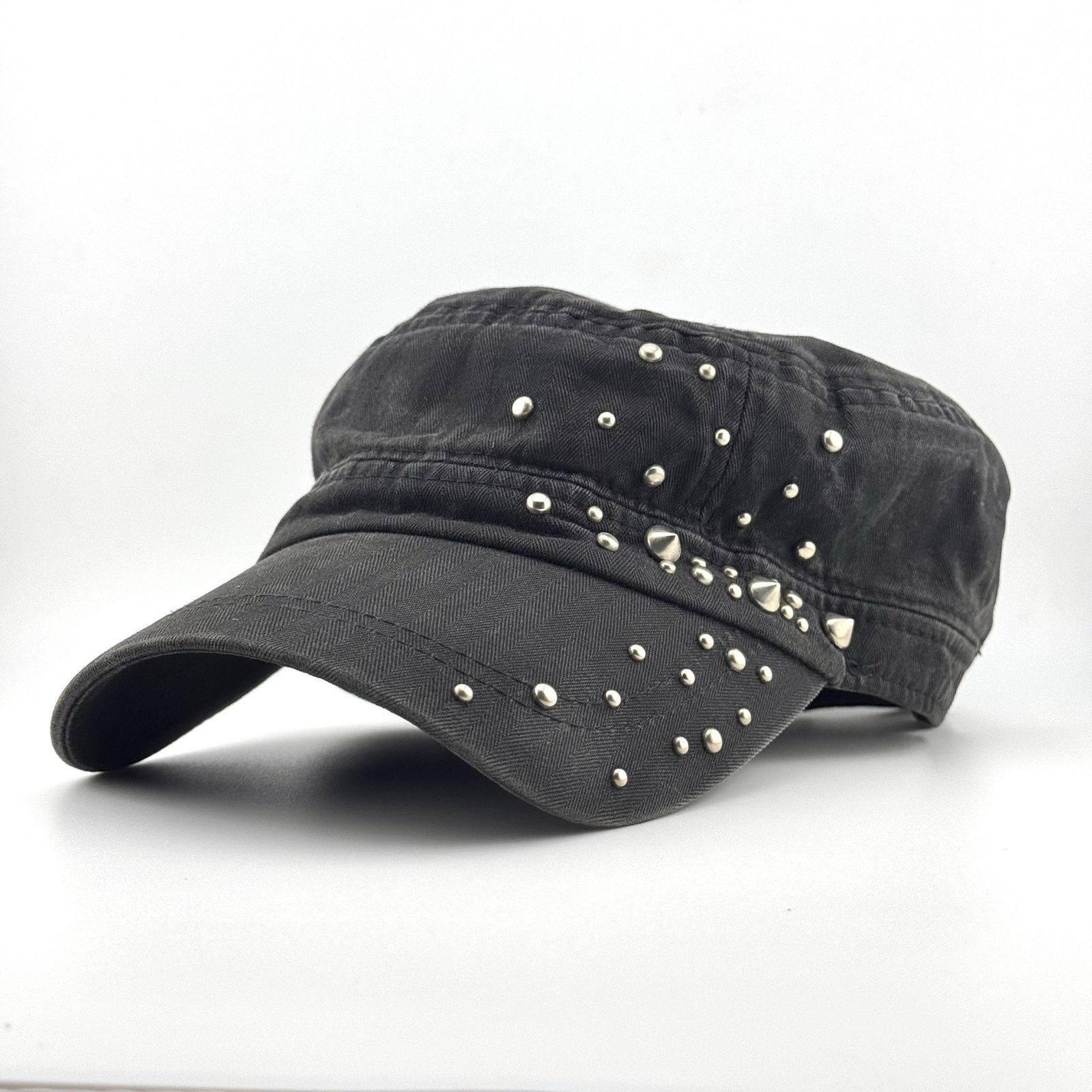 Japanese Brand Y2K Grunge Punk Patrol Cap Studded Faded Washed Military Hat Size ONE SIZE - 2 Thumbnail