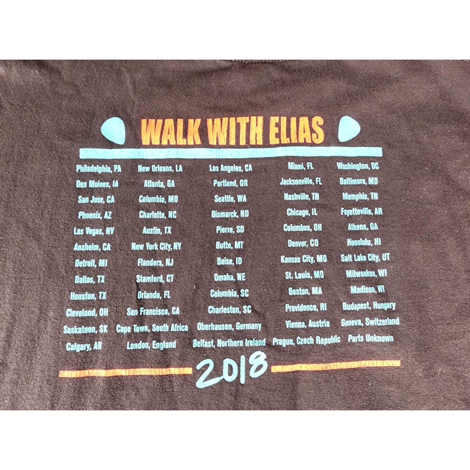Vintage WWE Shirt Medium Black Walk With Elias World Tour 2018 Cotton T-Shirt Mens Short Sleeve Crew Neck Logo Graphic Print, Regular Fit, All Seasons Size US M / EU 48-50 / 2 - 6 Thumbnail